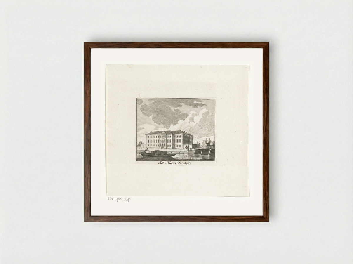 Gezicht op het Nieuwe Werkhuis te Amsterdam - Cornelis Brouwer - Framed Print Dark Wood