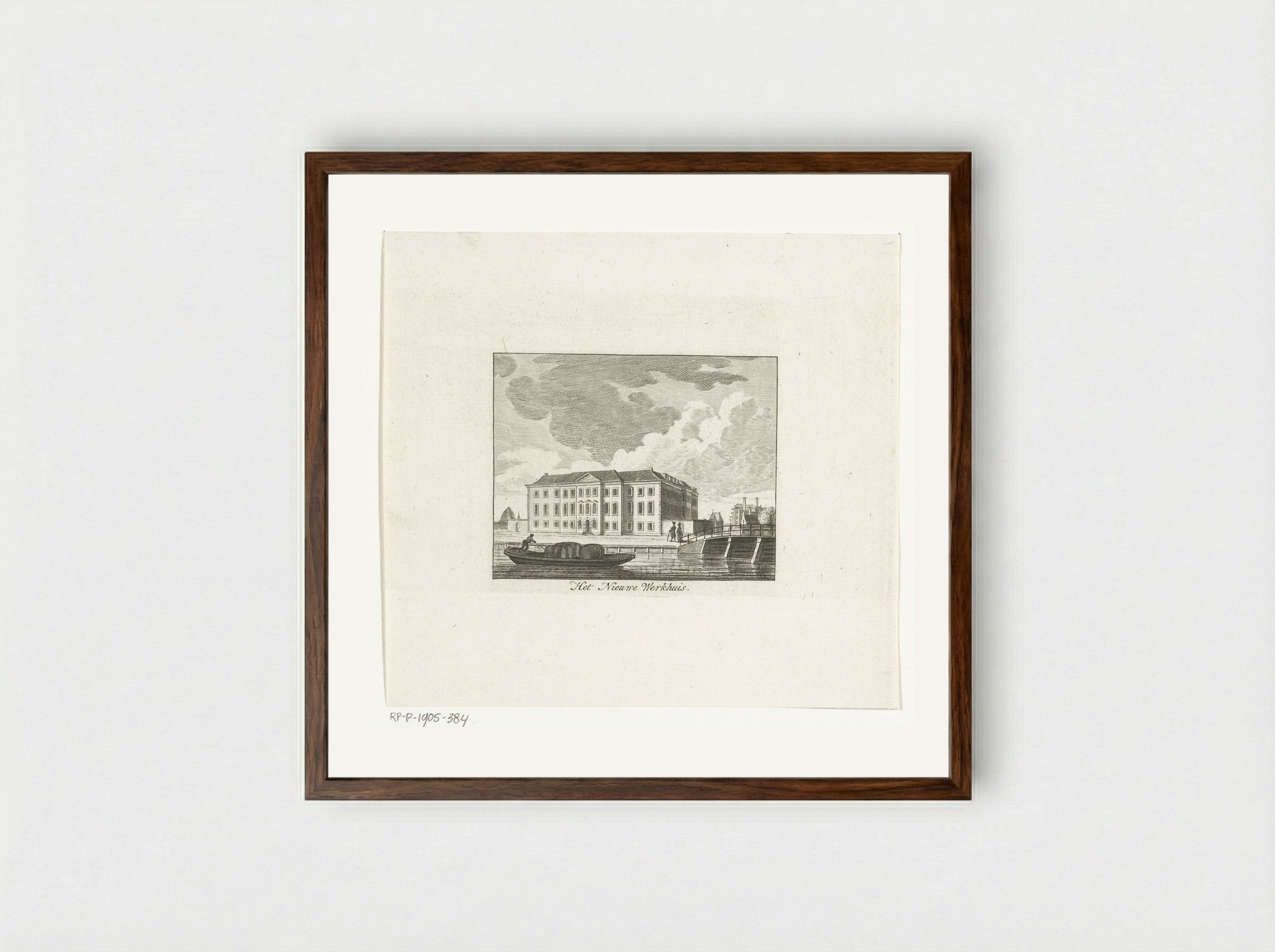 Gezicht op het Nieuwe Werkhuis te Amsterdam - Cornelis Brouwer - Framed Print Dark Wood