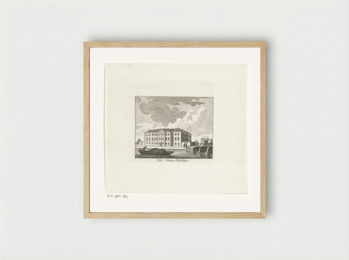 Gezicht op het Nieuwe Werkhuis te Amsterdam - Cornelis Brouwer - Framed Print Wood