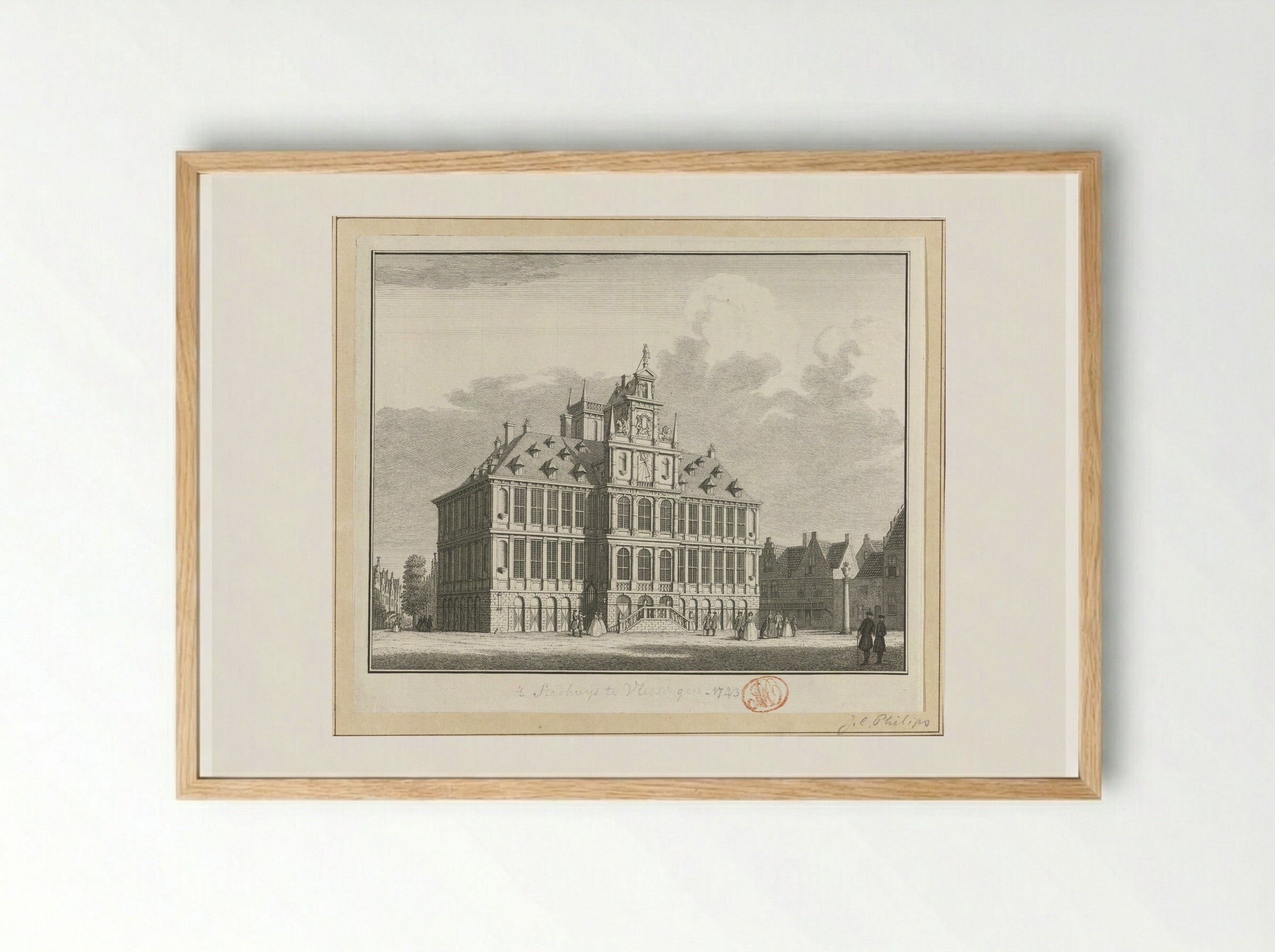 Gezicht op het Oude Stadhuis te Vlissingen - Jan Caspar Philips - Framed Print Wood