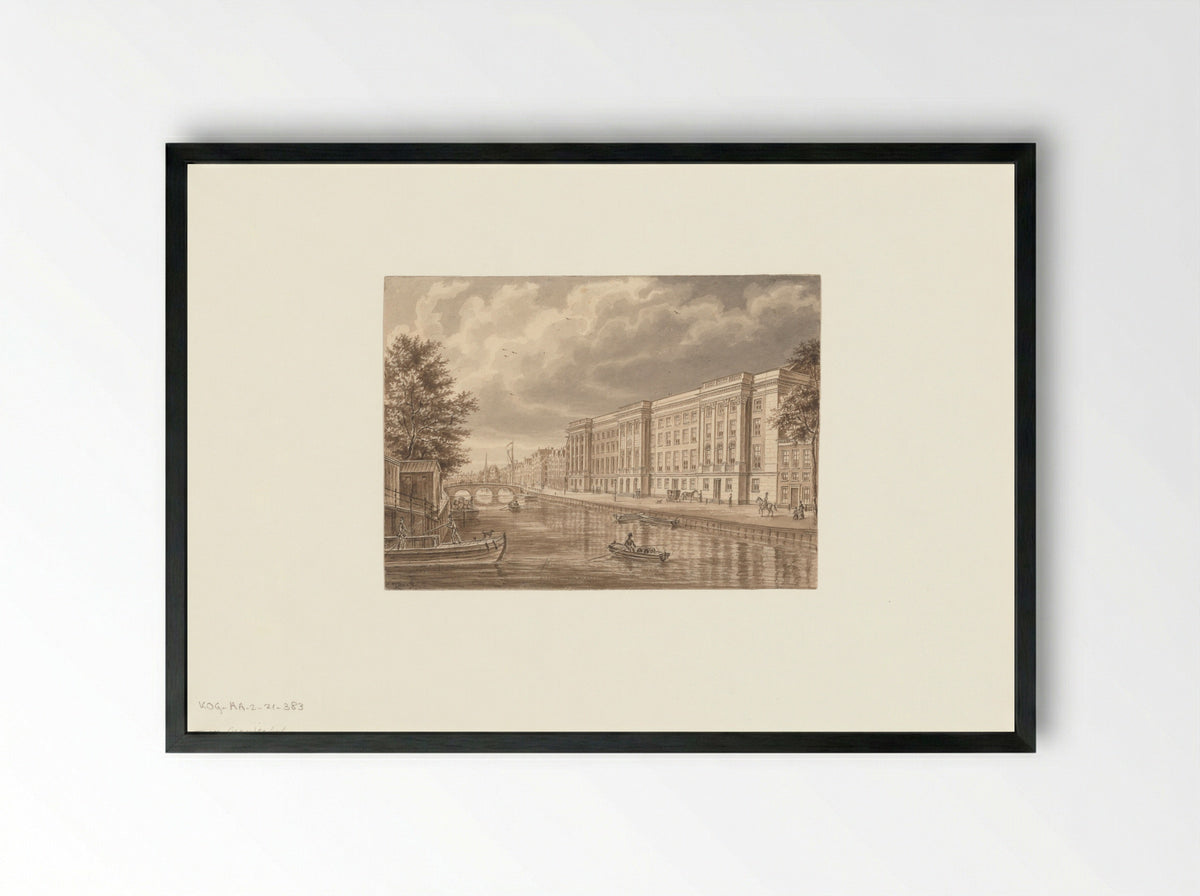 Gezicht op het Paleis van Justitie aan de Prinsengracht - Augustus Wijnantz - Framed Print Black