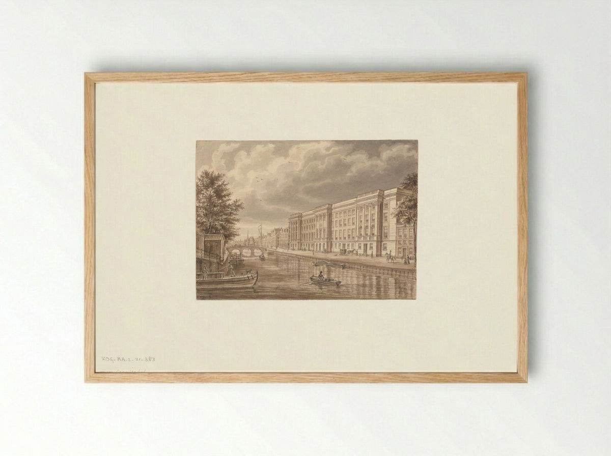 Gezicht op het Paleis van Justitie aan de Prinsengracht - Augustus Wijnantz - Framed Print Wood
