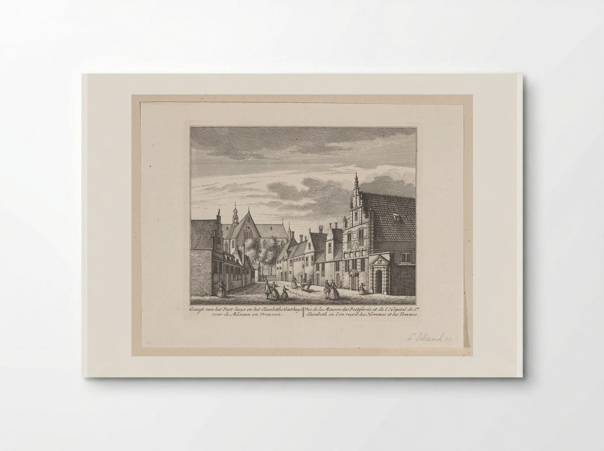 Gezicht op het Pesthuis en Sint-Elisabethgasthuis te Alkmaar - Leonard Schenk - Poster