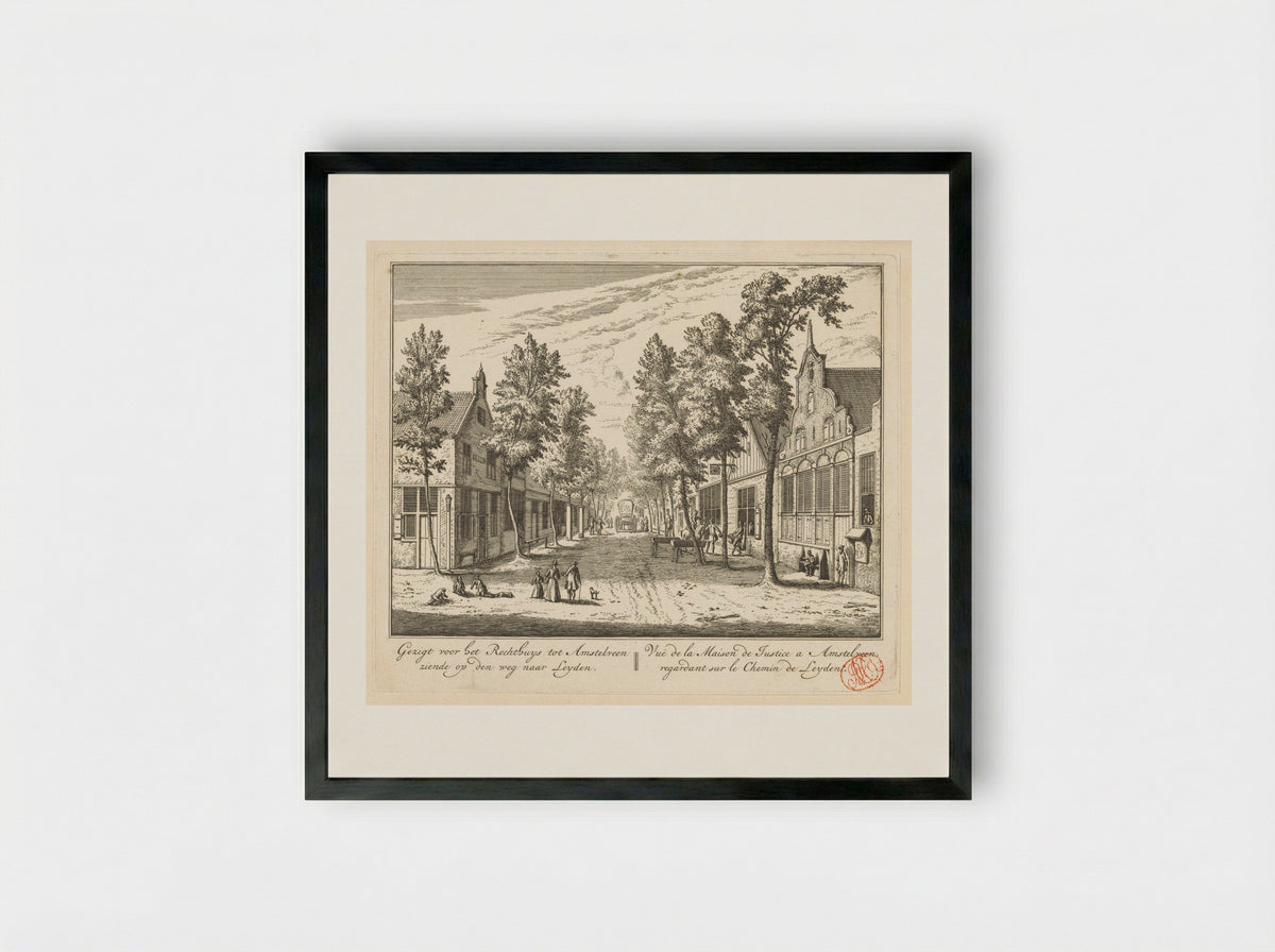 Gezicht op het Rechthuis te Amstelveen - Abraham Rademaker - Framed Print Black
