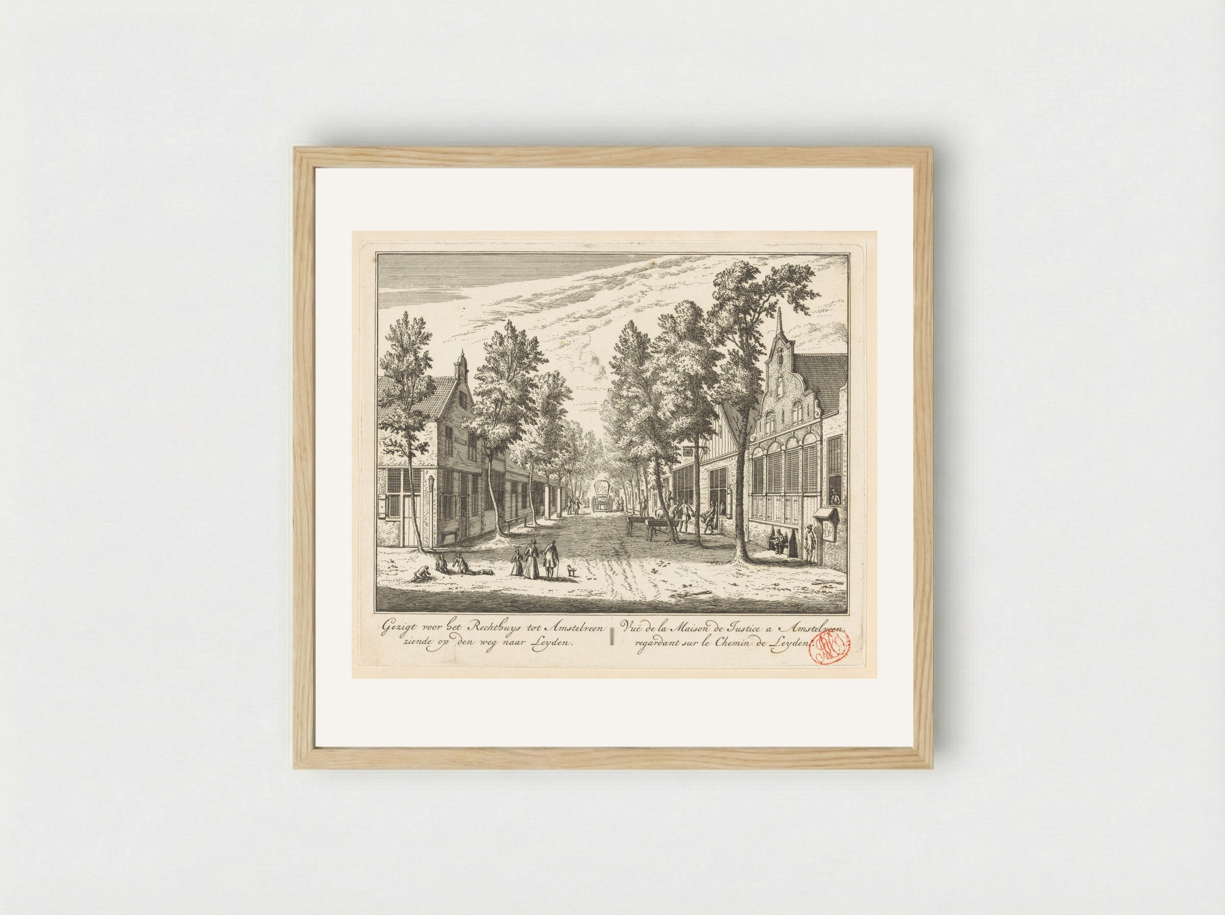 Gezicht op het Rechthuis te Amstelveen - Abraham Rademaker - Framed Print Wood