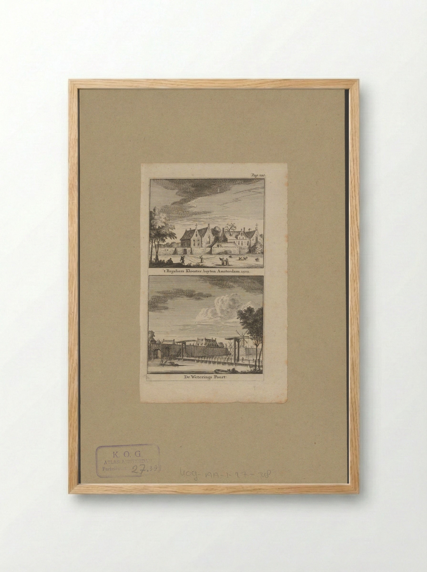 Gezicht op het Reguliersklooster en de Weteringpoort te Amsterdam - Jan Goeree - Framed Print Wood