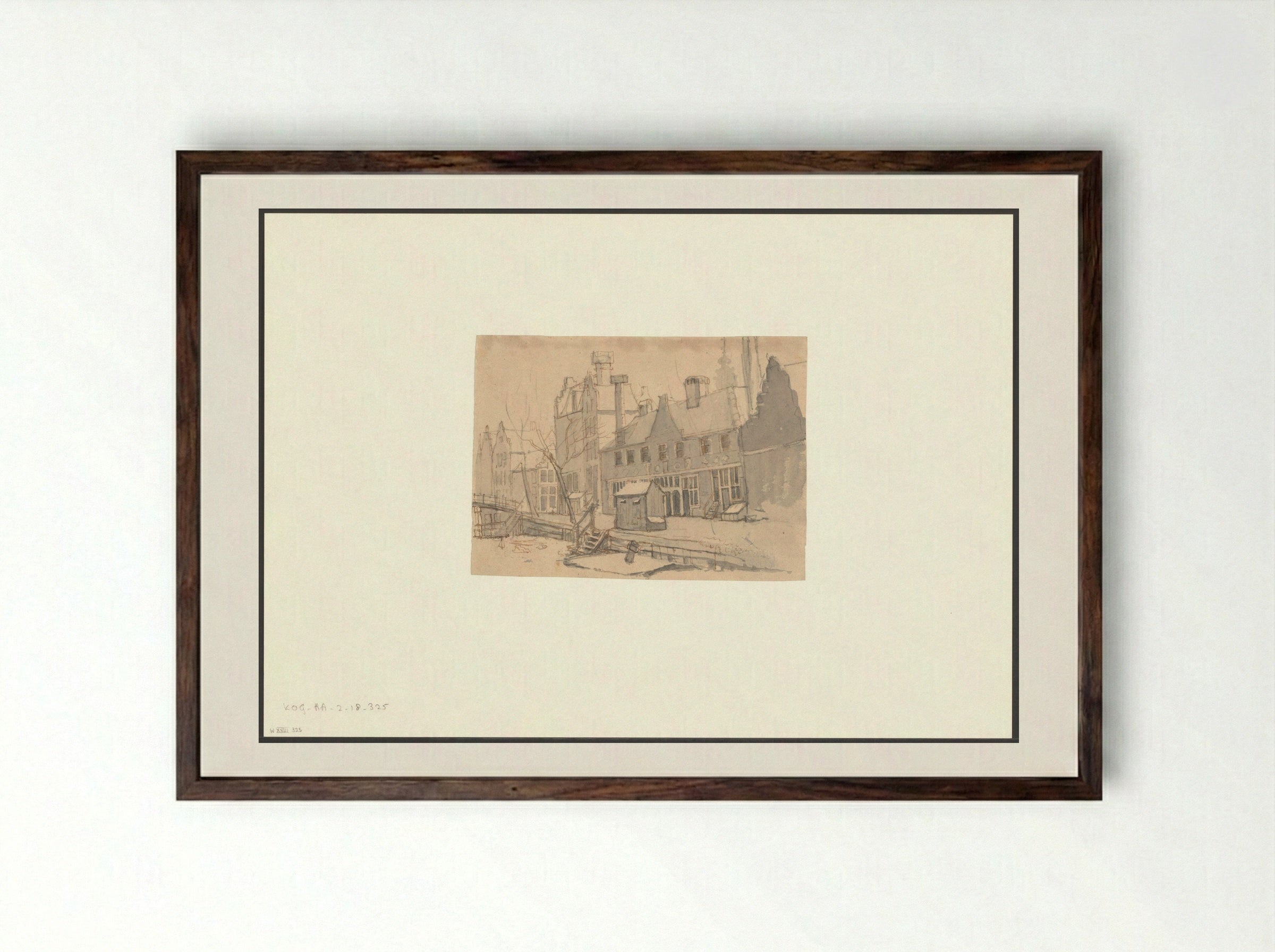 Gezicht op het Sint Andrieshofje aan de Egelantiersgracht - Gerrit Lamberts - Framed Print Dark Wood