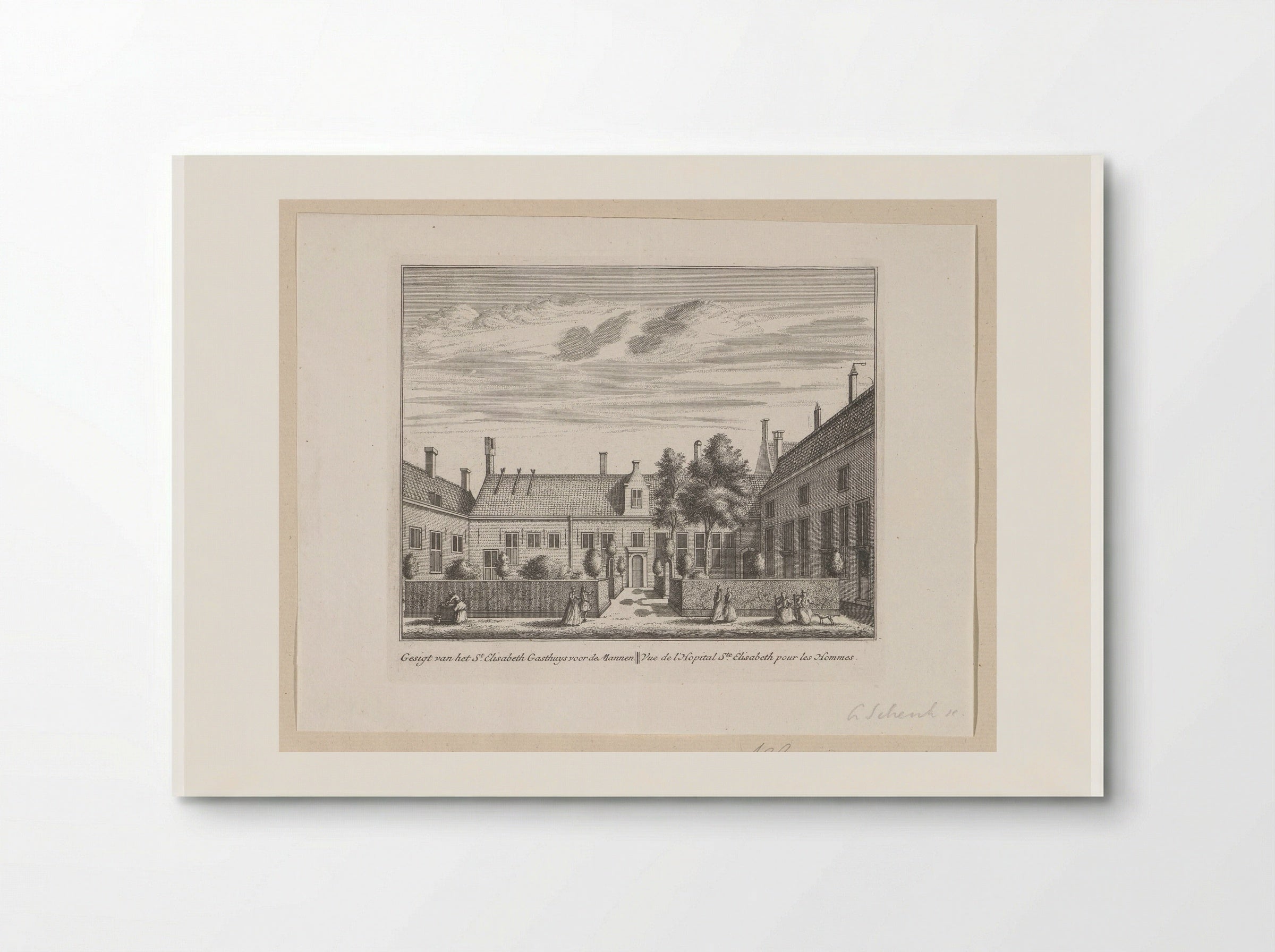 Gezicht op het Sint-Elisabethgasthuis voor mannen te Alkmaar - Leonard Schenk - Poster