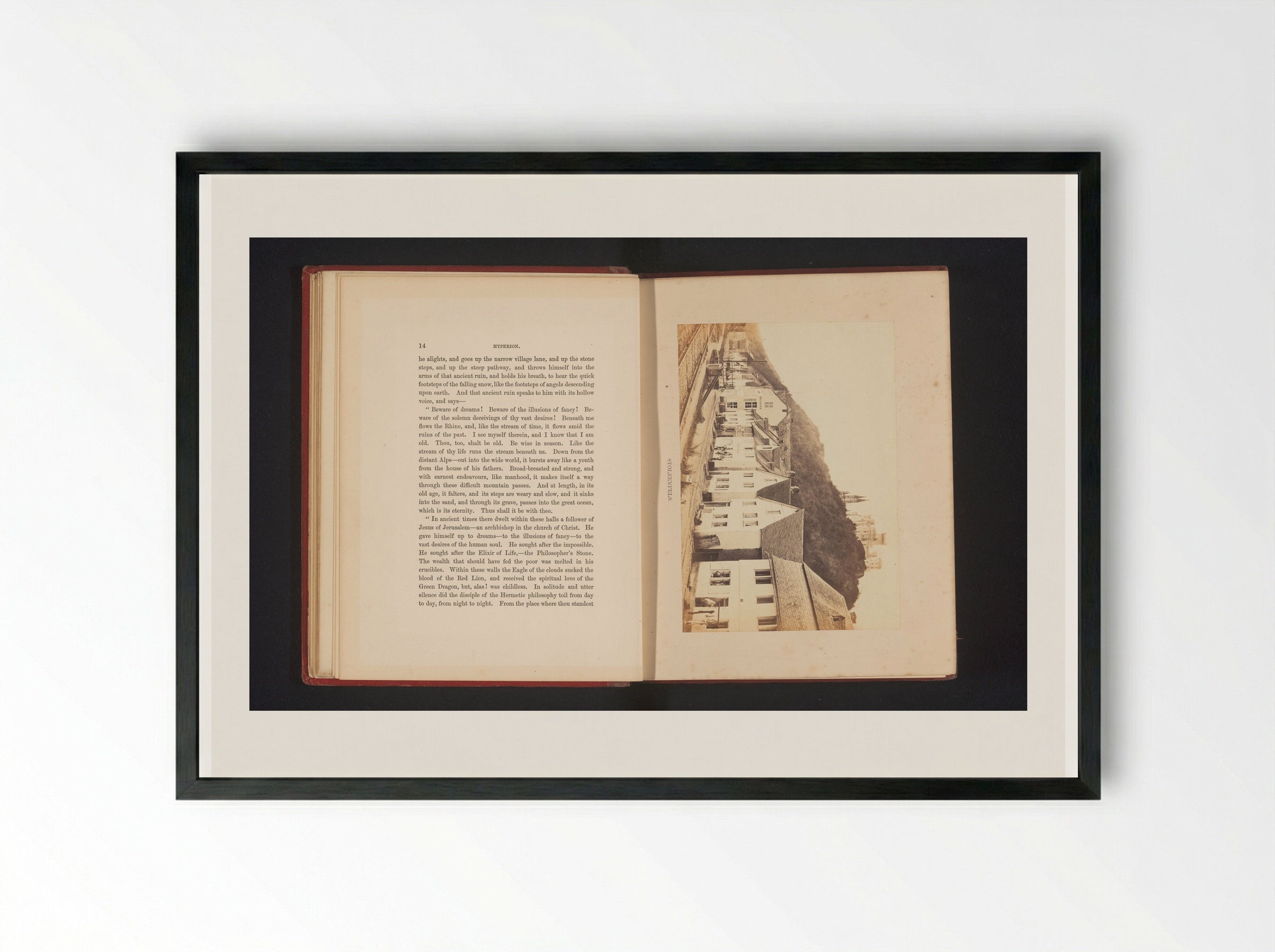 Gezicht op het Slot Stolzenfels, vanuit vermoedelijk Koblenz - Francis Frith - Framed Print Black