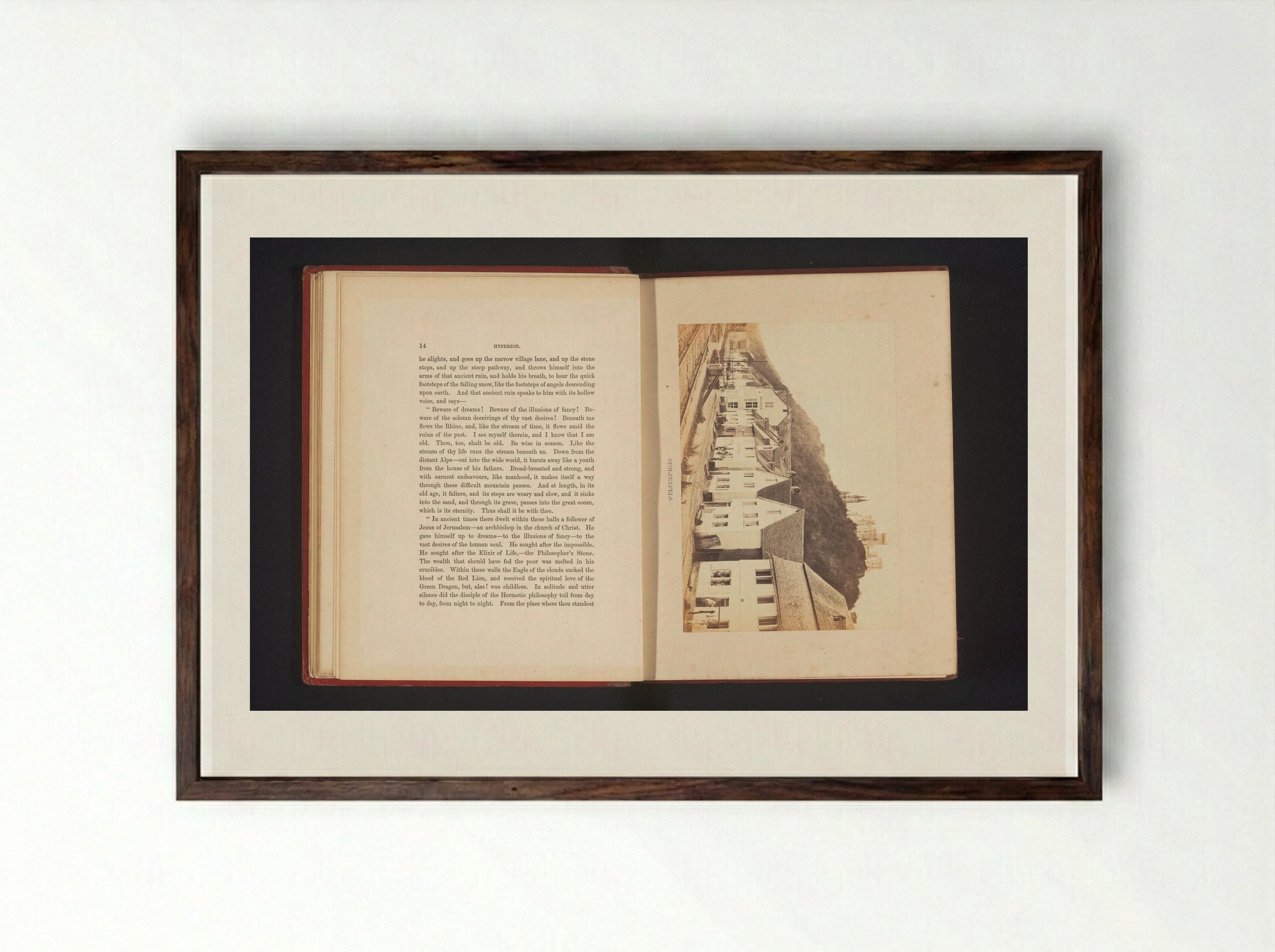 Gezicht op het Slot Stolzenfels, vanuit vermoedelijk Koblenz - Francis Frith - Framed Print Dark Wood