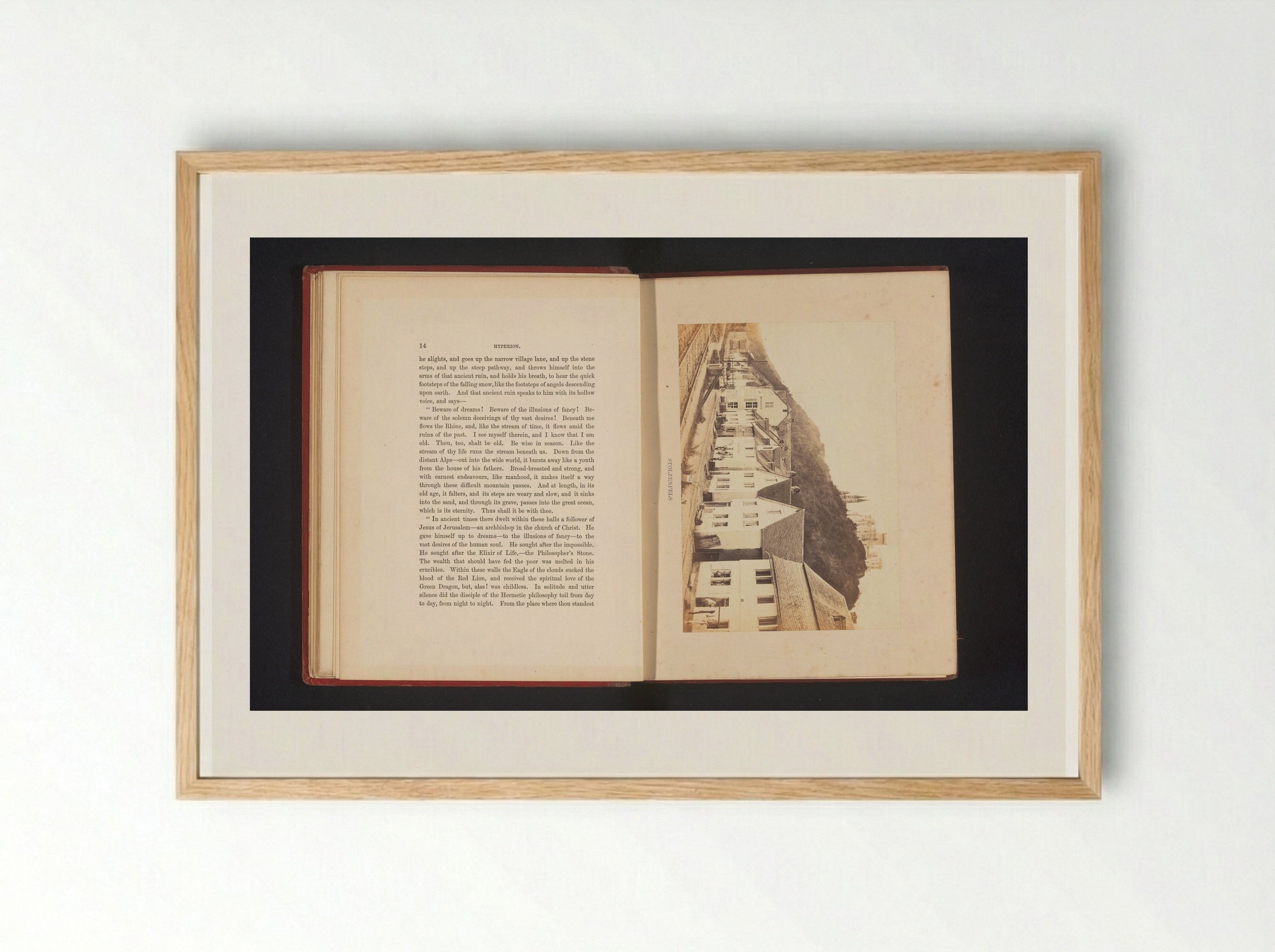 Gezicht op het Slot Stolzenfels, vanuit vermoedelijk Koblenz - Francis Frith - Framed Print Wood