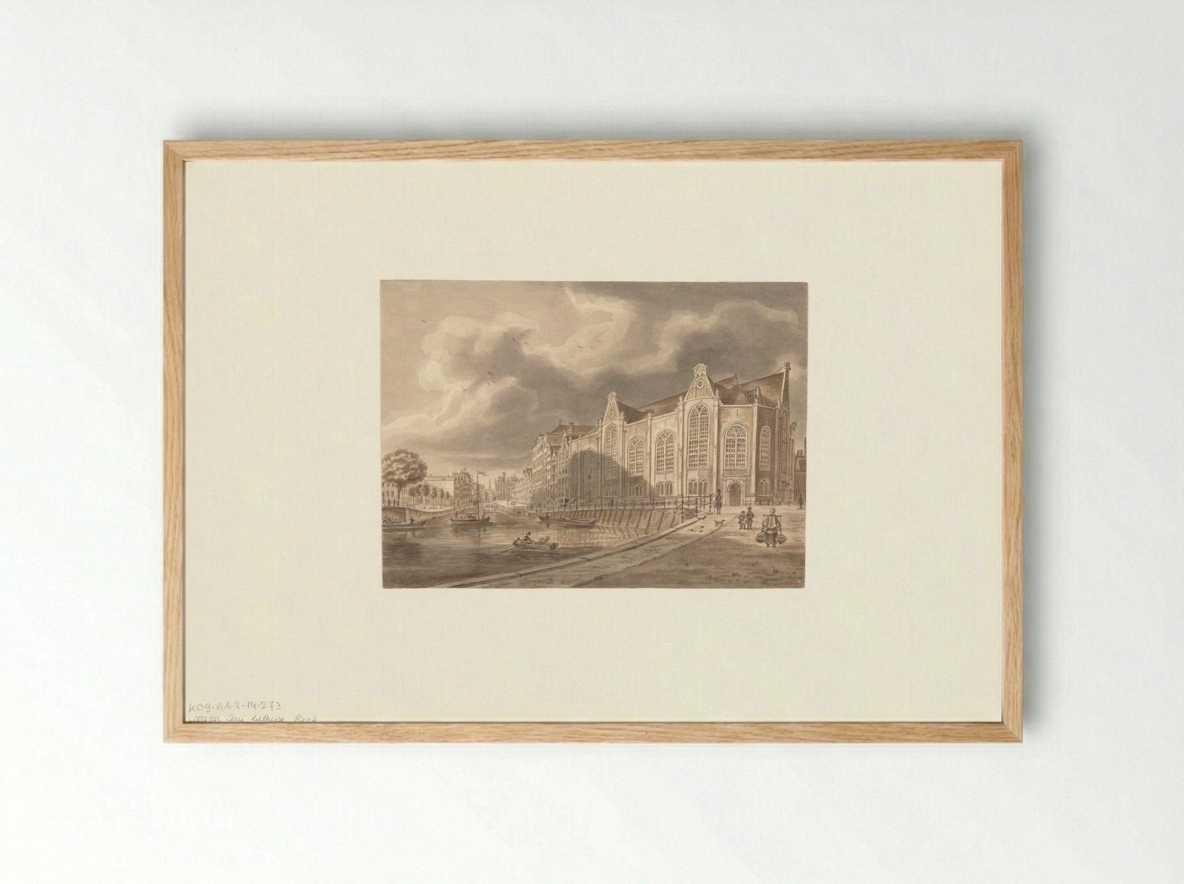 Gezicht op het Spui gezien naar de Oude Lutherse Kerk - Augustus Wijnantz - Framed Print Wood