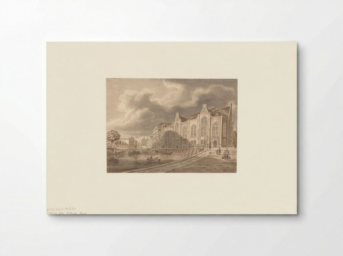 Gezicht op het Spui gezien naar de Oude Lutherse Kerk - Augustus Wijnantz - Poster