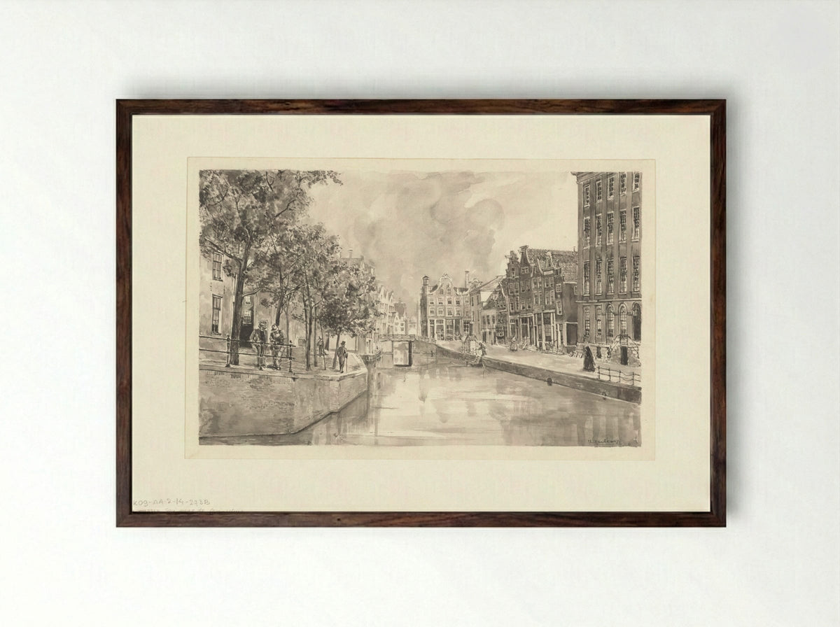 Gezicht op het Spui naar de Osjessluis - A. Goedkoop - Framed Print Dark Wood