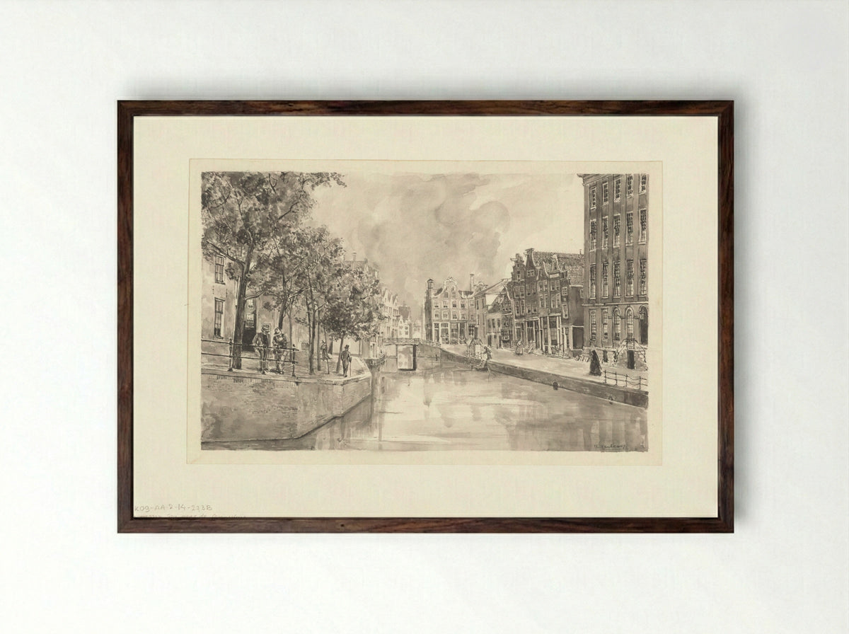 Gezicht op het Spui naar de Osjessluis - A. Goedkoop - Framed Print Dark Wood