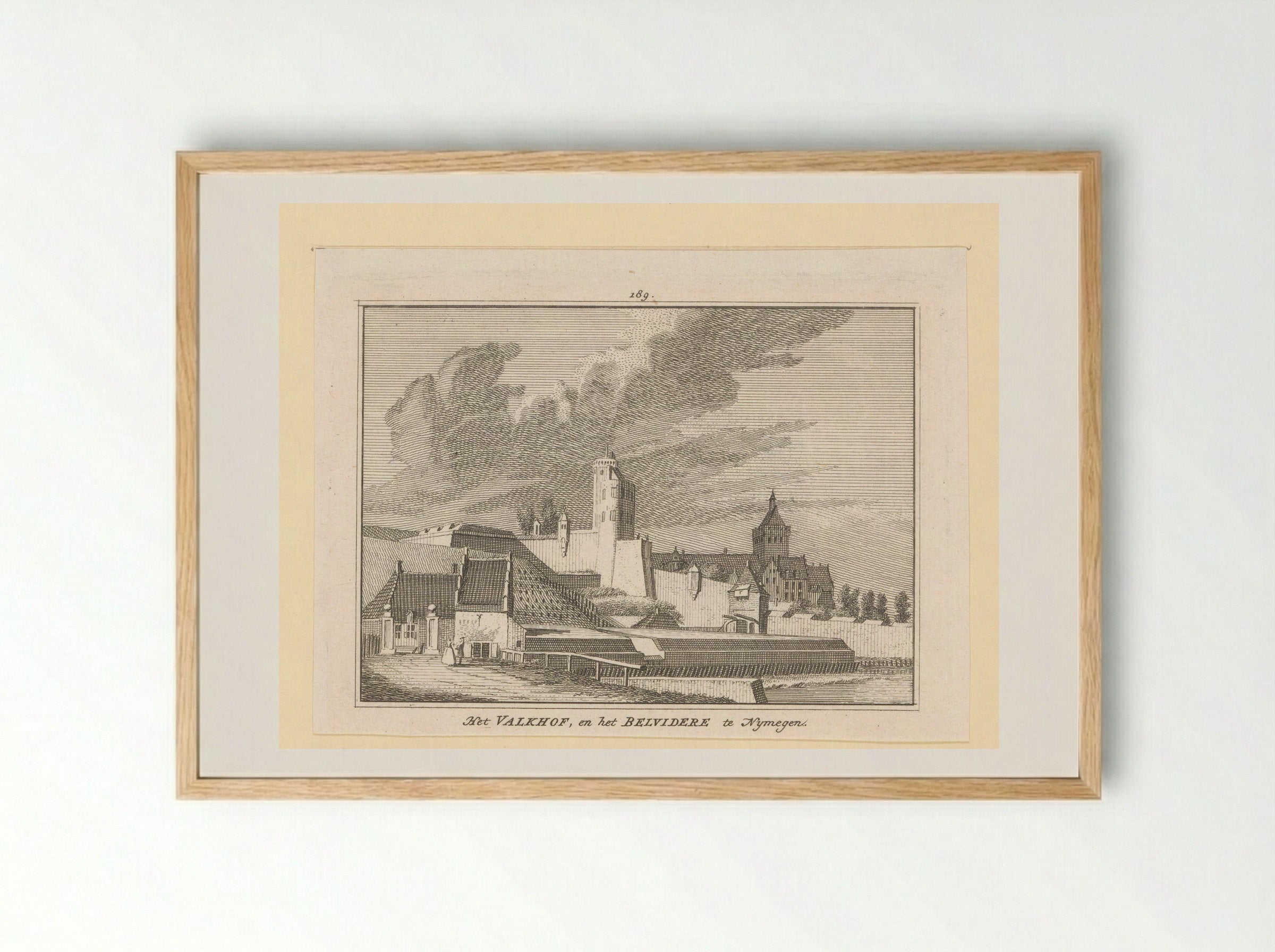 Gezicht op het Valkhof en de Belvédère te Nymegen - Hendrik Spilman - Framed Print Wood