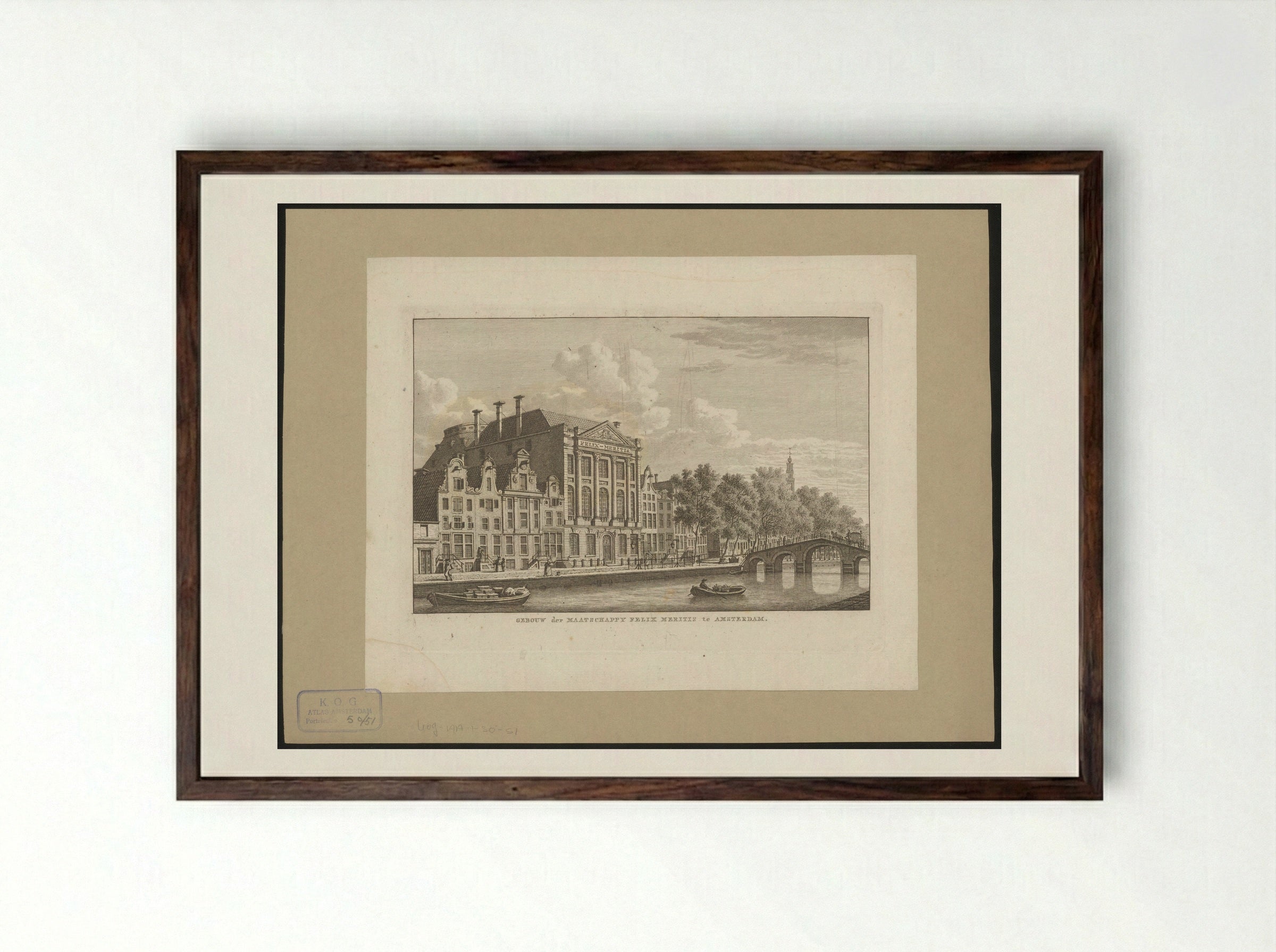 Gezicht op het gebouw Felix Meritis te Amsterdam - Carel Frederik Bendorp (I) - Framed Print Dark Wood