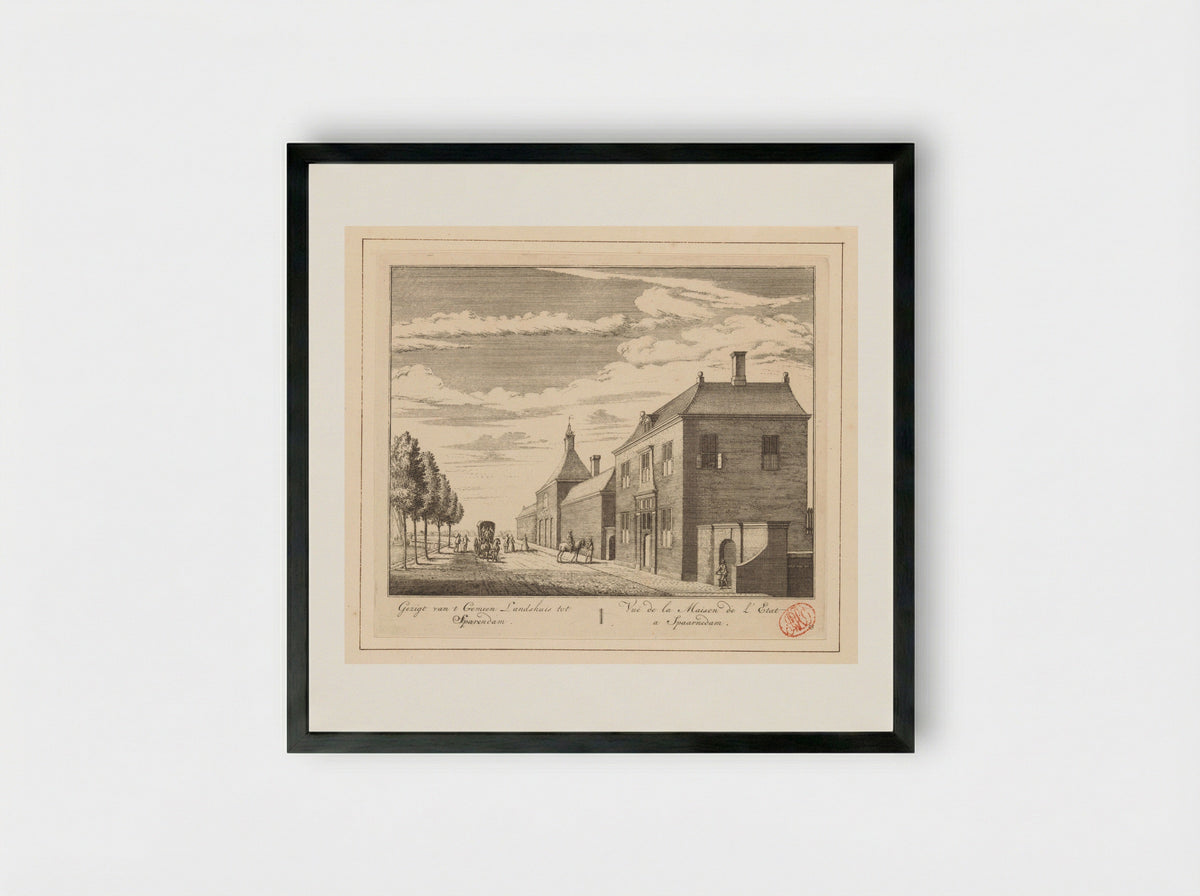 Gezicht op het gemeenlandshuis te Spaarndam - Abraham Rademaker - Framed Print Black