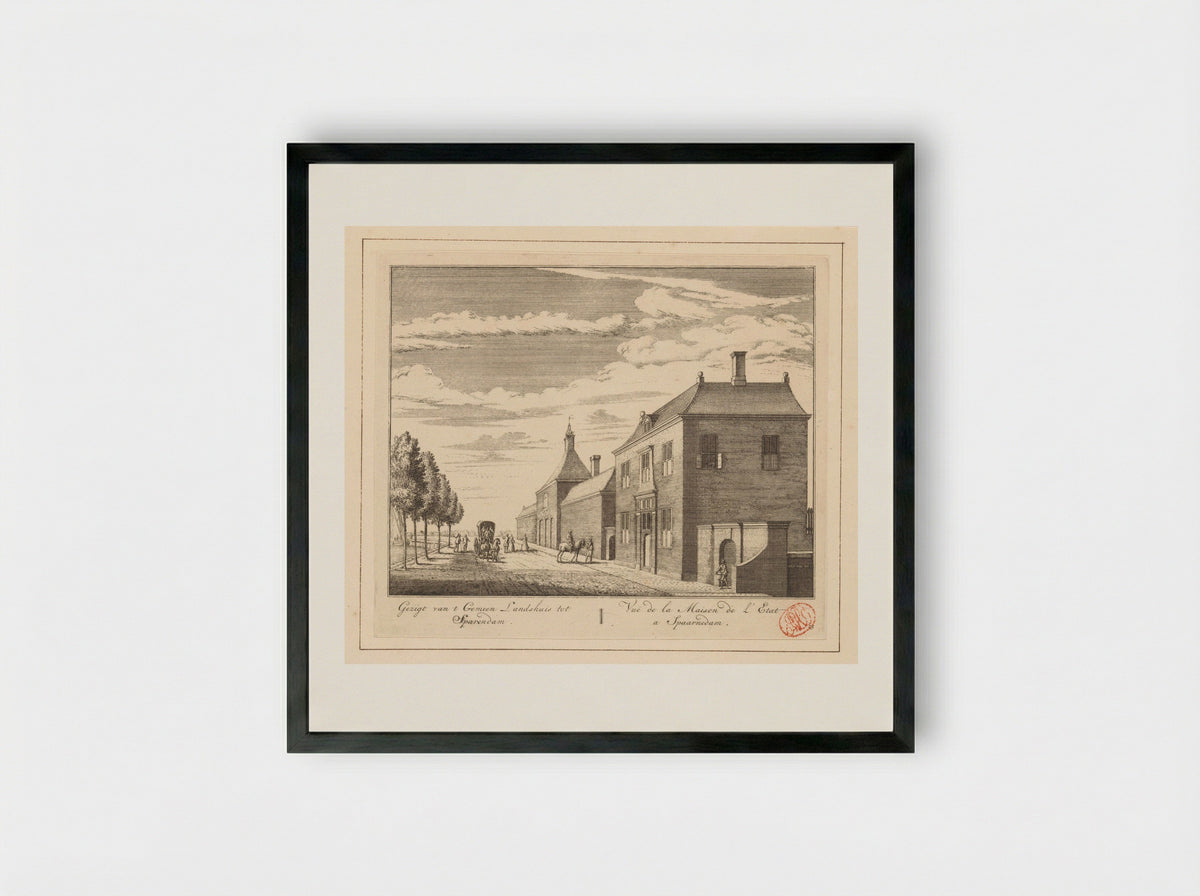 Gezicht op het gemeenlandshuis te Spaarndam - Abraham Rademaker - Framed Print Black
