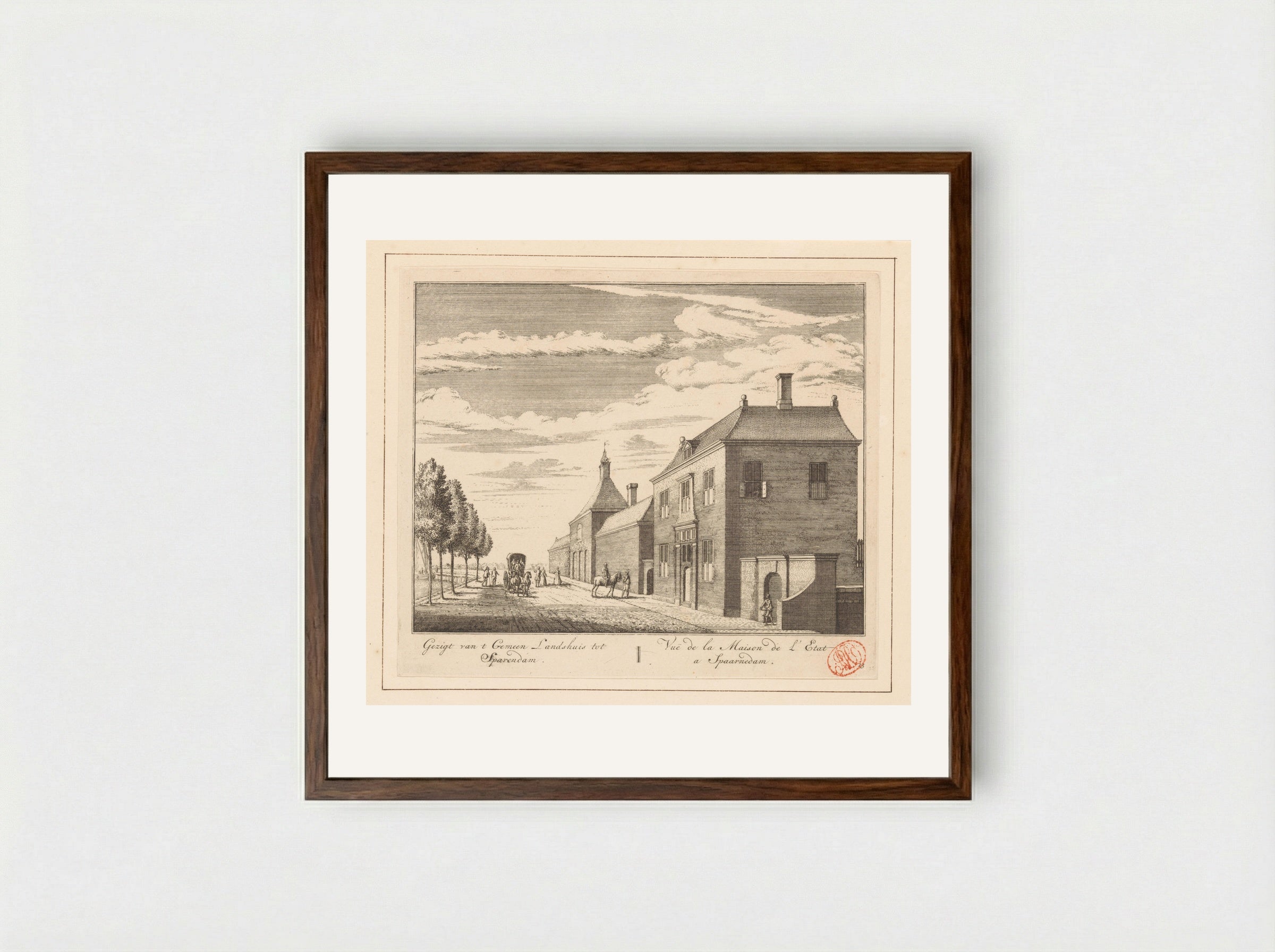 Gezicht op het gemeenlandshuis te Spaarndam - Abraham Rademaker - Framed Print Dark Wood