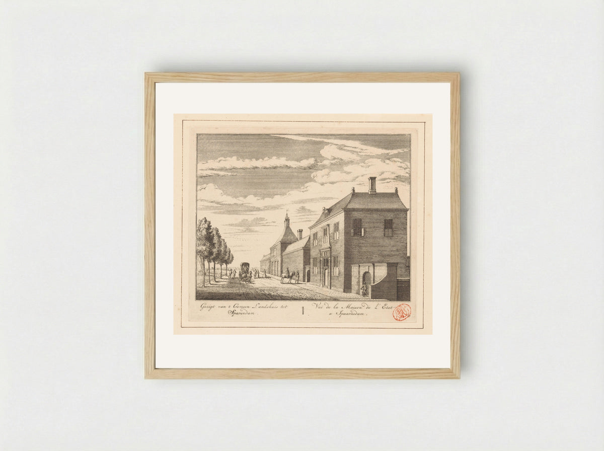 Gezicht op het gemeenlandshuis te Spaarndam - Abraham Rademaker - Framed Print Wood