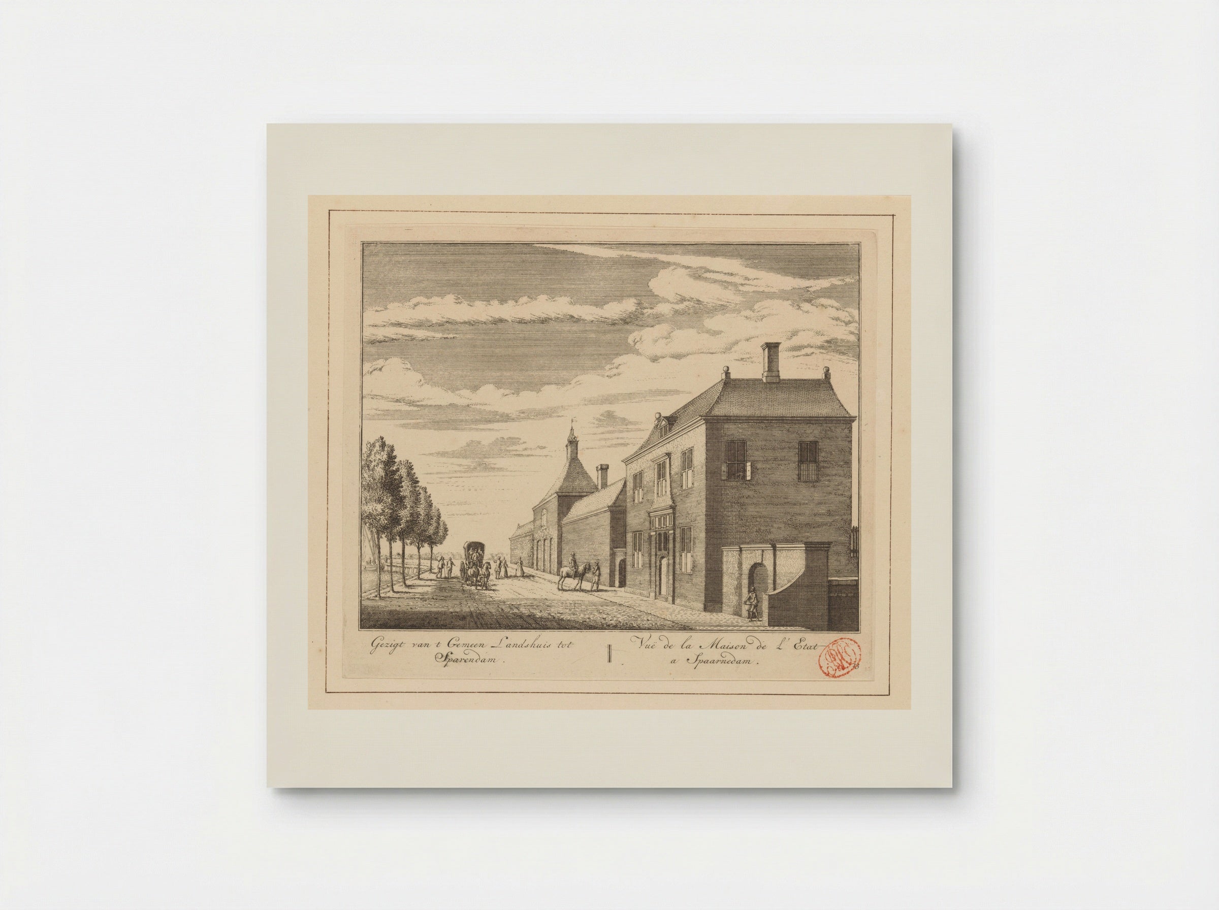 Gezicht op het gemeenlandshuis te Spaarndam - Abraham Rademaker - Poster