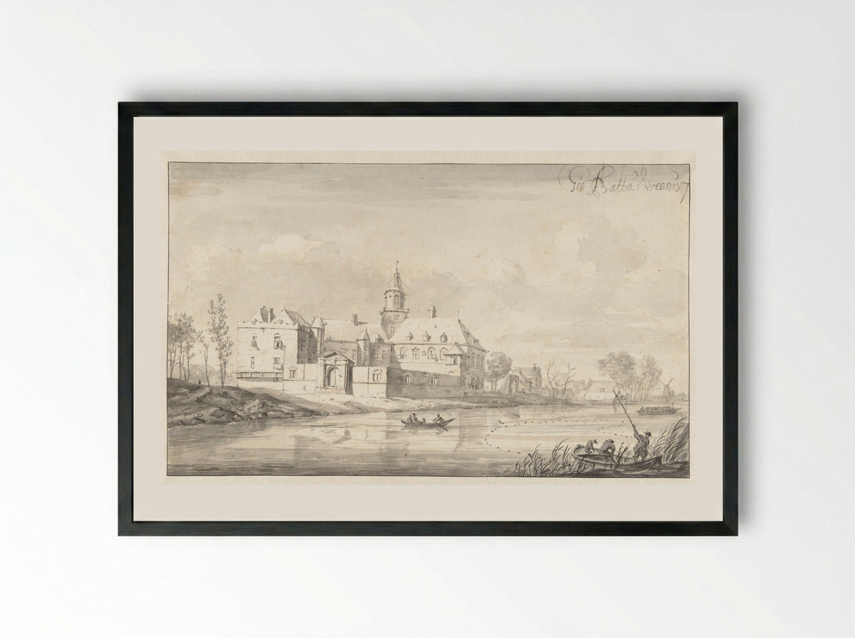 Gezicht op het kasteel Nijenrode aan de Vecht - Jan Baptist Weenix - Framed Print Black