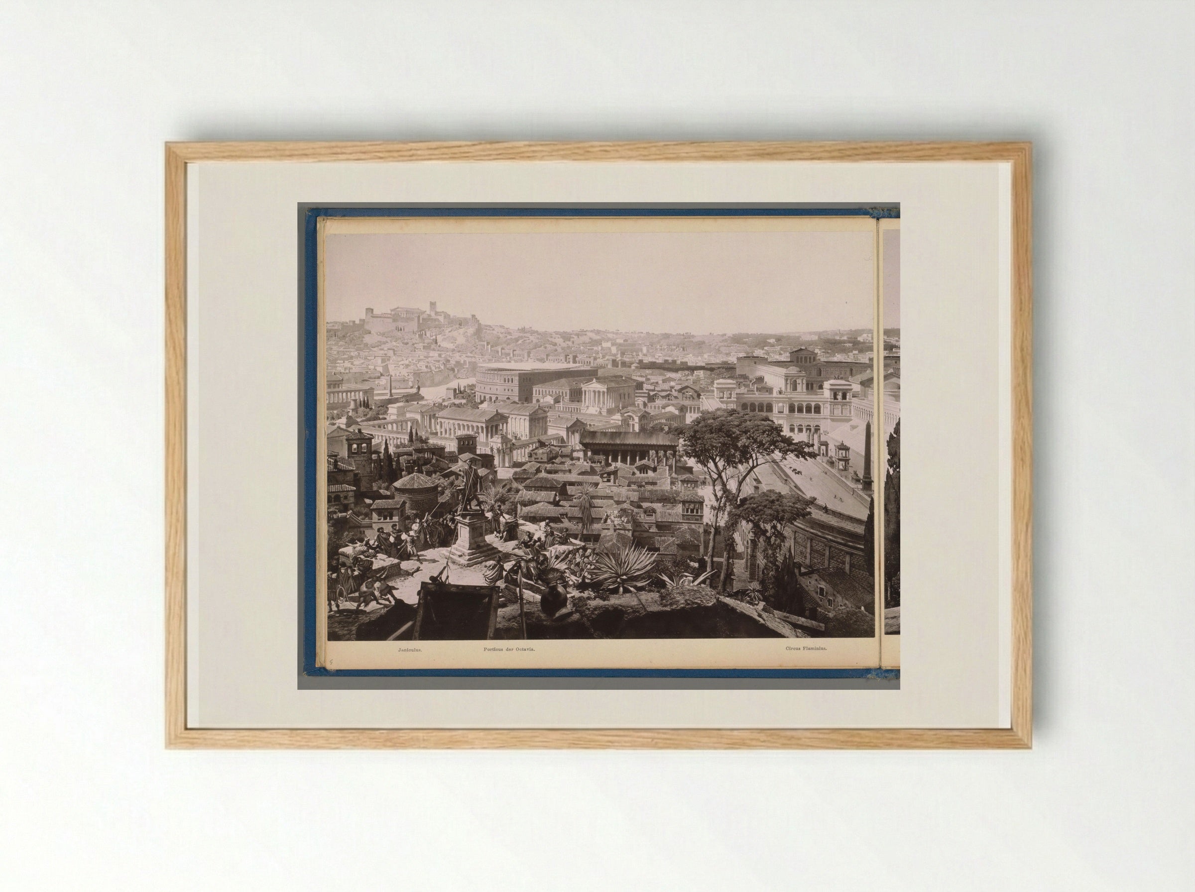Gezicht op het oude Rome: de Janiculum, de Porticus van Octavia en het Circus Flaminius - Franz Hanfstaengl - Framed Print Wood