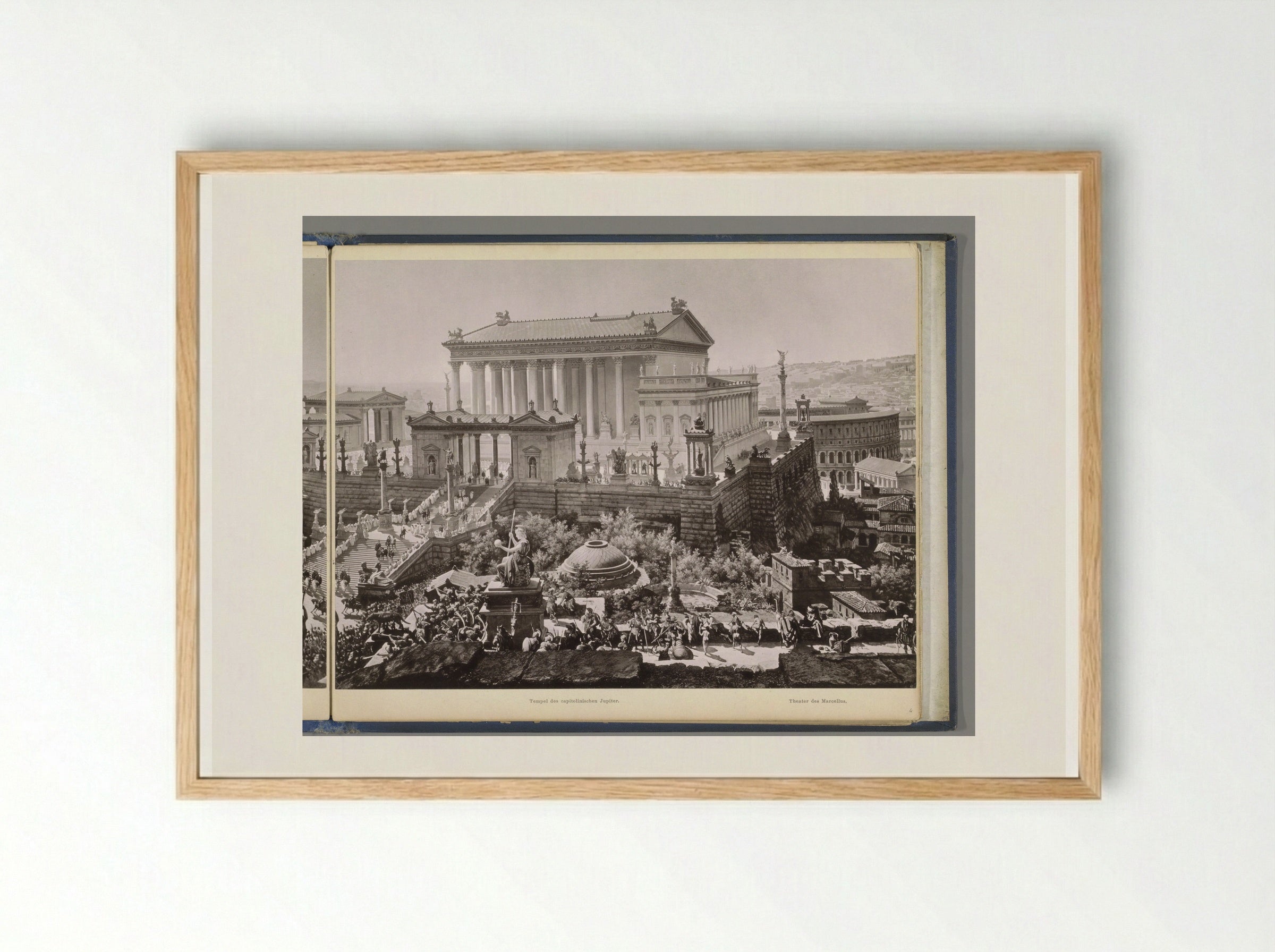 Gezicht op het oude Rome: de Tempel van Jupiter Optimus Maximus en het Theater van Marcellus - Franz Hanfstaengl - Framed Print Wood