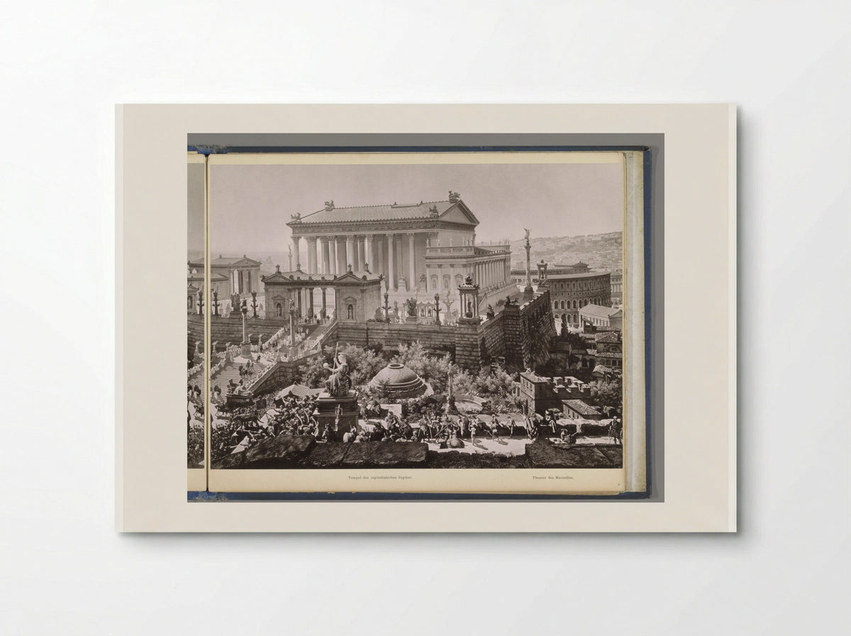 Gezicht op het oude Rome: de Tempel van Jupiter Optimus Maximus en het Theater van Marcellus - Franz Hanfstaengl - Poster