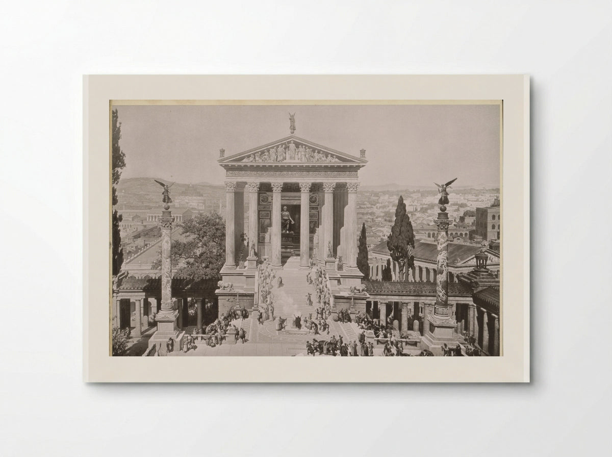 Gezicht op het oude Rome: het Mausoleum van Augustus en de Tempel van Juno Moneta - Franz Hanfstaengl - Poster