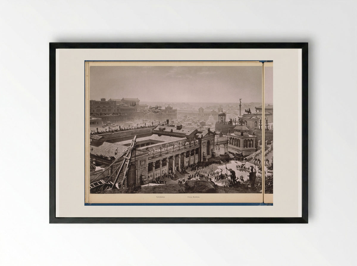 Gezicht op het oude Rome: het Tabularium en het Circus Maximus - Franz Hanfstaengl - Framed Print Black
