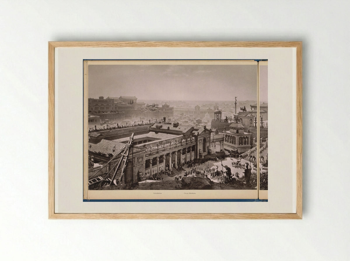 Gezicht op het oude Rome: het Tabularium en het Circus Maximus - Franz Hanfstaengl - Framed Print Wood