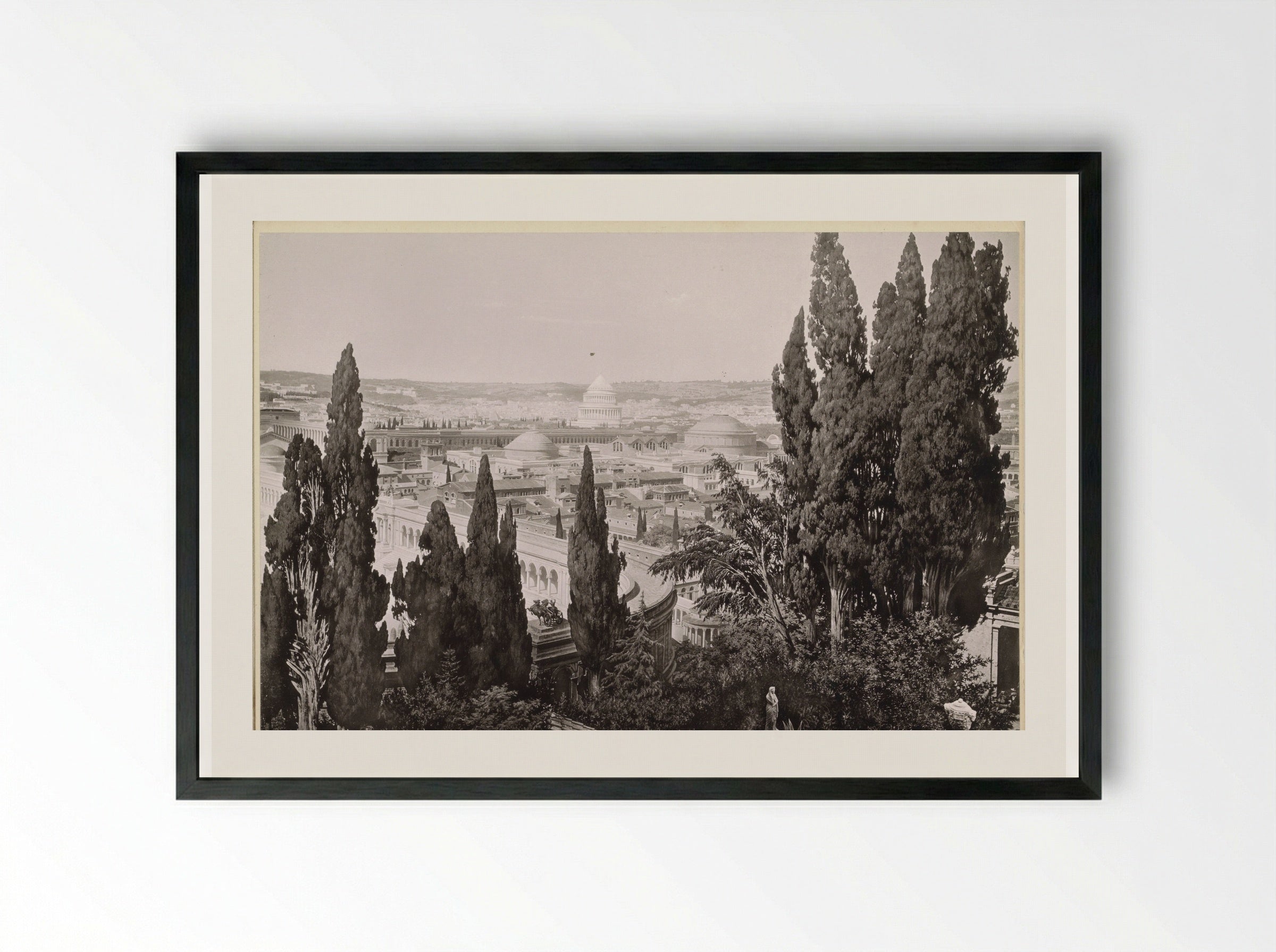 Gezicht op het oude Rome - Franz Hanfstaengl - Framed Print Black