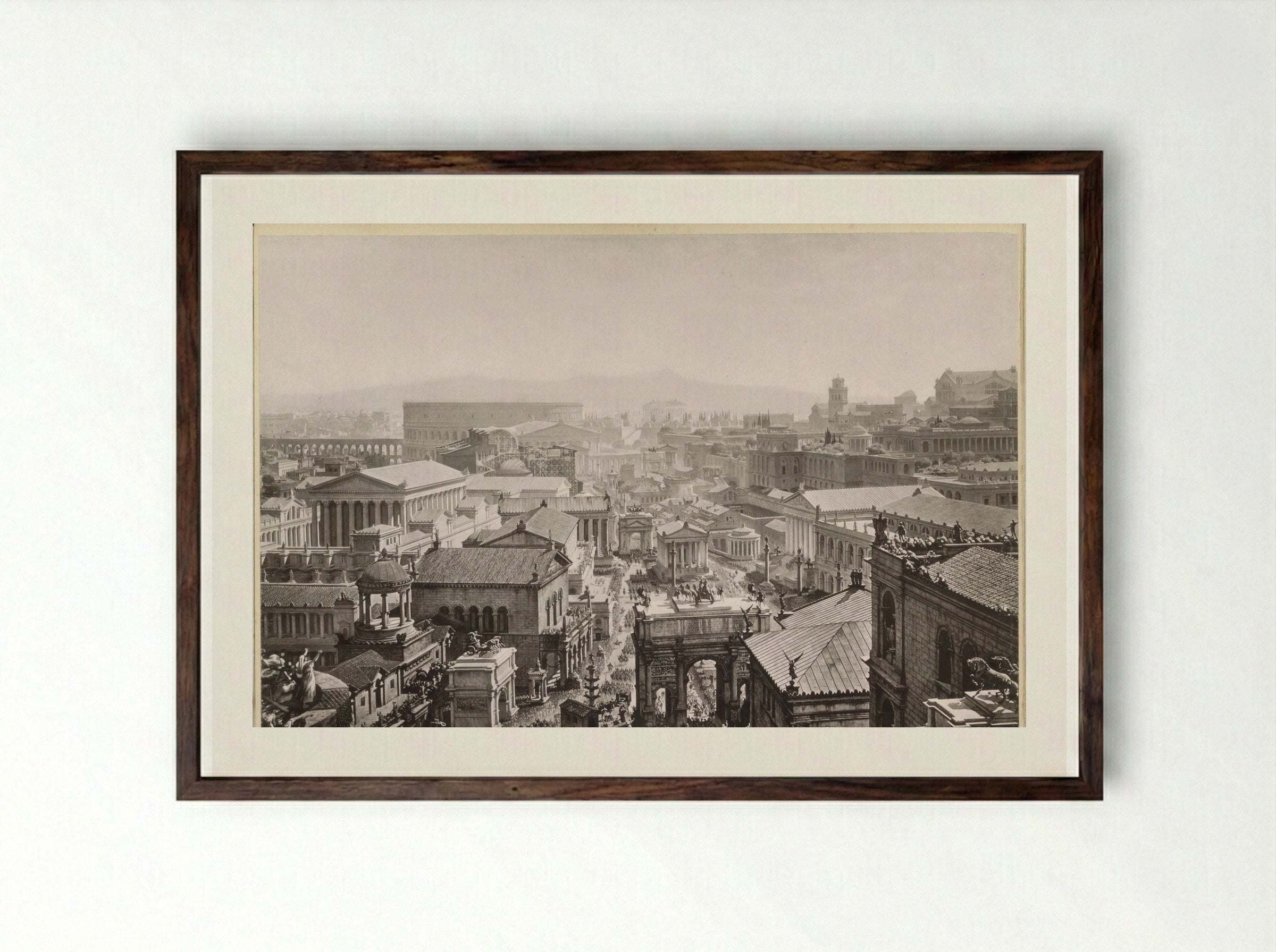 Gezicht op het oude Rome - Franz Hanfstaengl - Framed Print Dark Wood