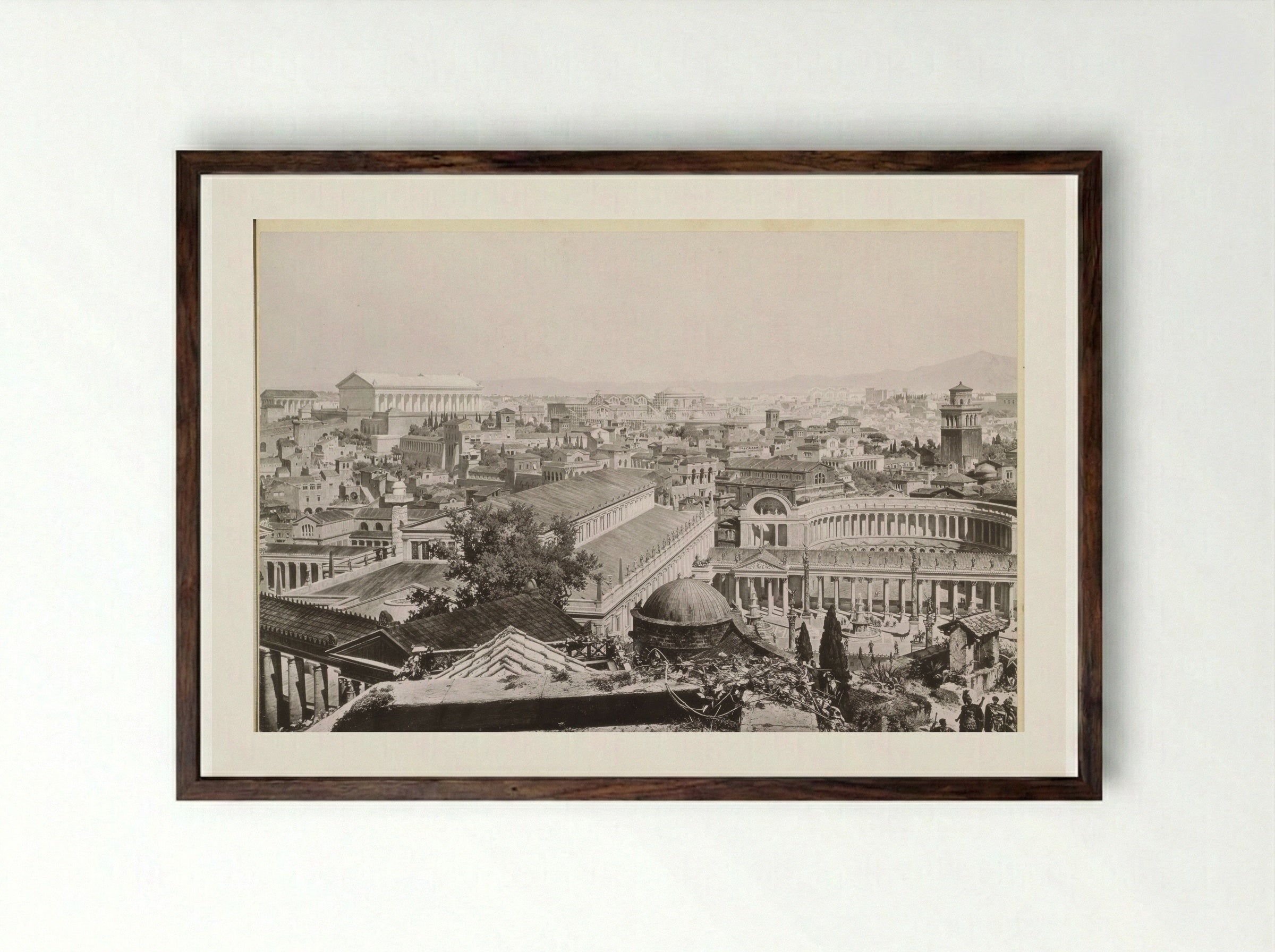 Gezicht op het oude Rome - Franz Hanfstaengl - Framed Print Dark Wood