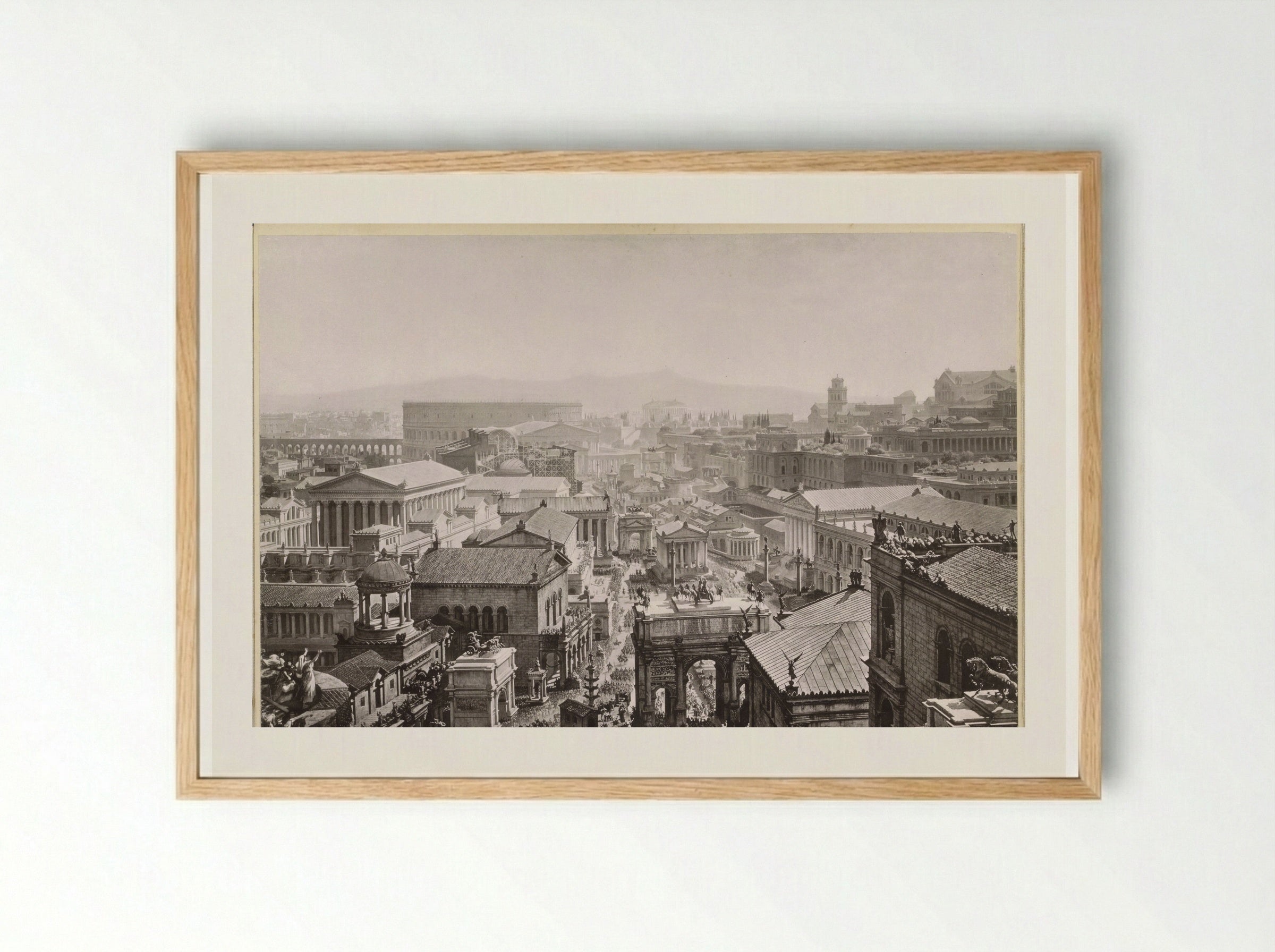 Gezicht op het oude Rome - Franz Hanfstaengl - Framed Print Wood