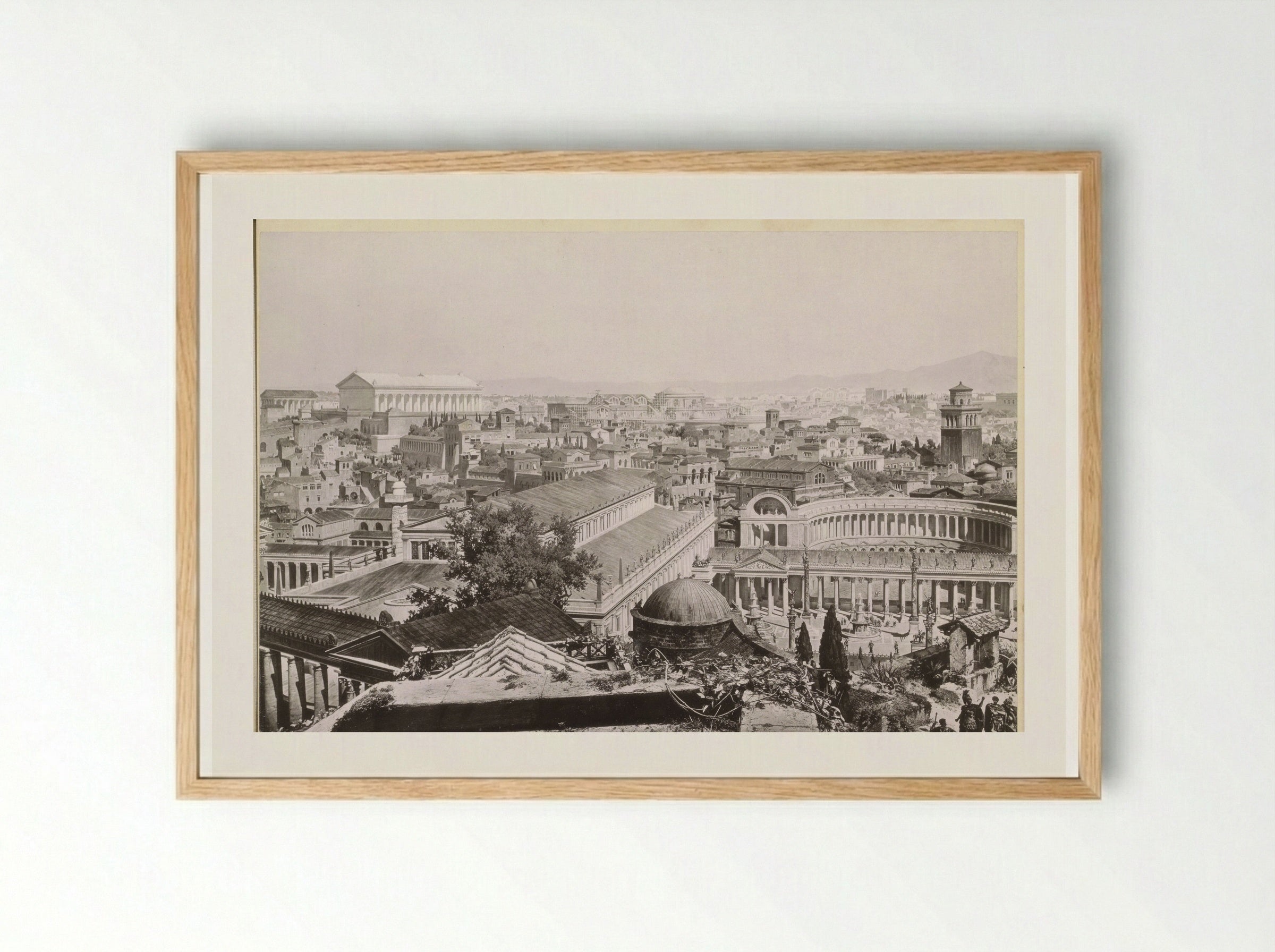 Gezicht op het oude Rome - Franz Hanfstaengl - Framed Print Wood
