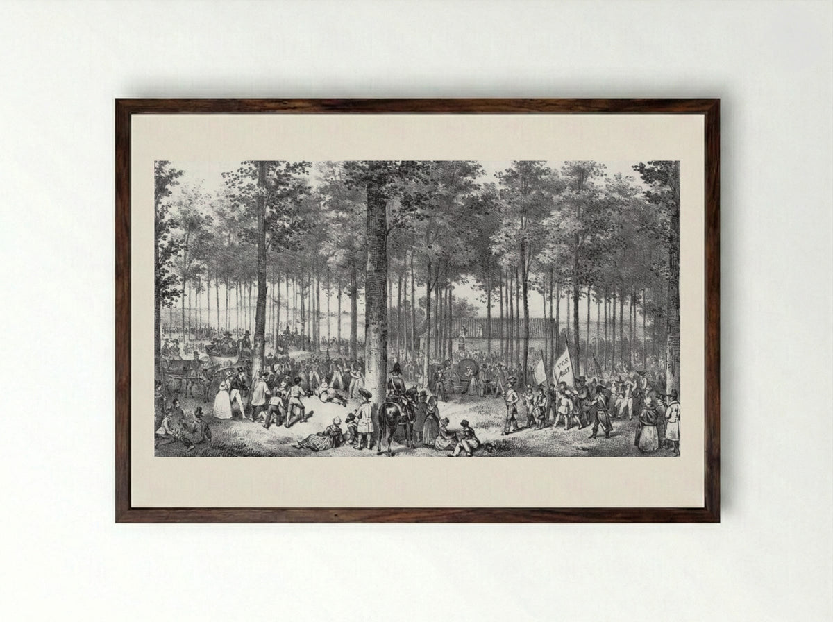 Gezicht op het oude paleis van justitie - Jean Baptiste Ambroise Marcellin Jobard - Framed Print Dark Wood