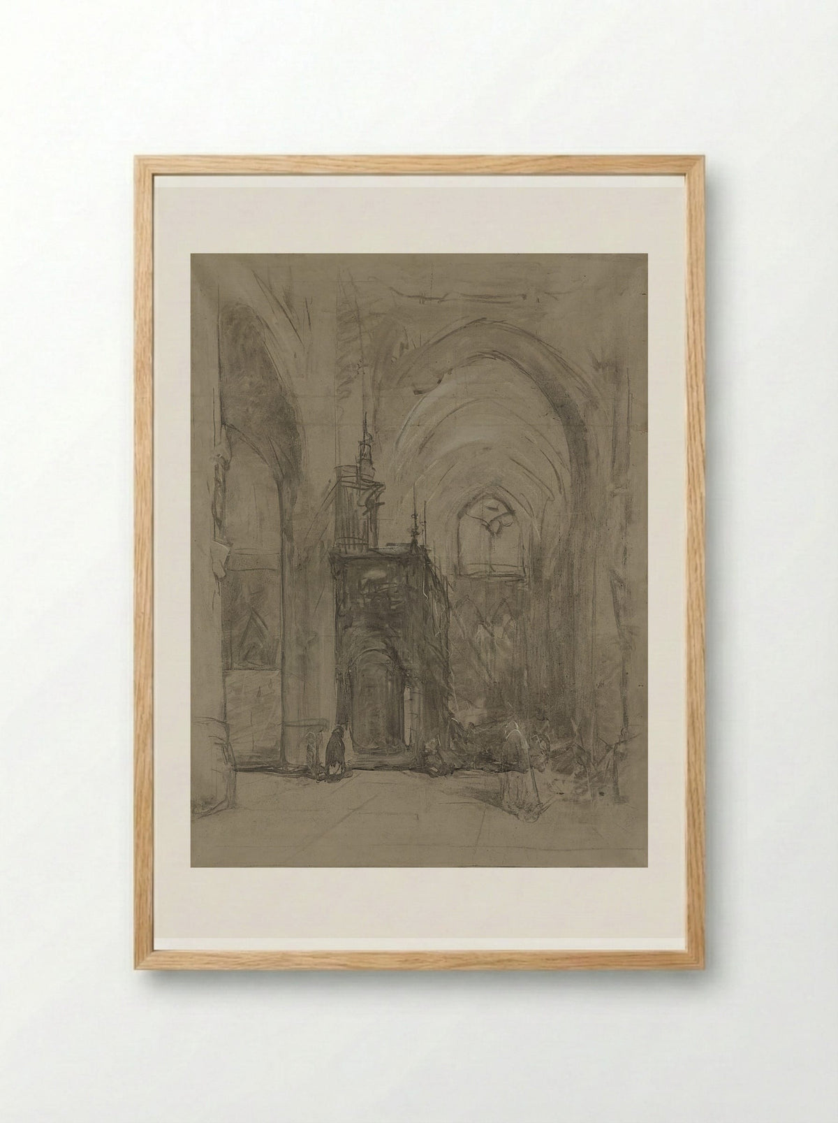 Gezicht op het oxaal van de St Janskerk te 's-Hertogenbosch - Johannes Bosboom - Framed Print Wood