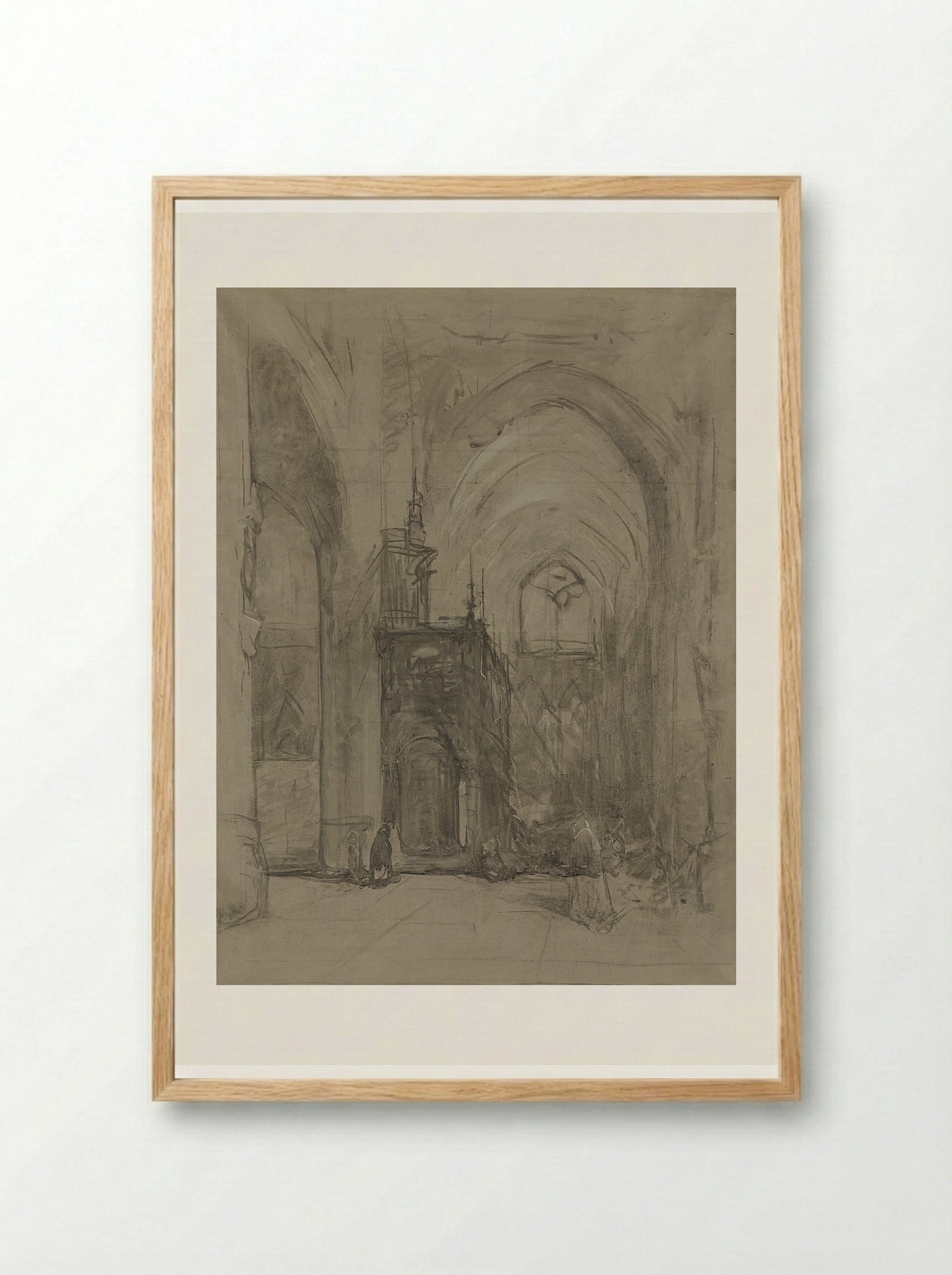 Gezicht op het oxaal van de St Janskerk te 's-Hertogenbosch - Johannes Bosboom - Framed Print Wood