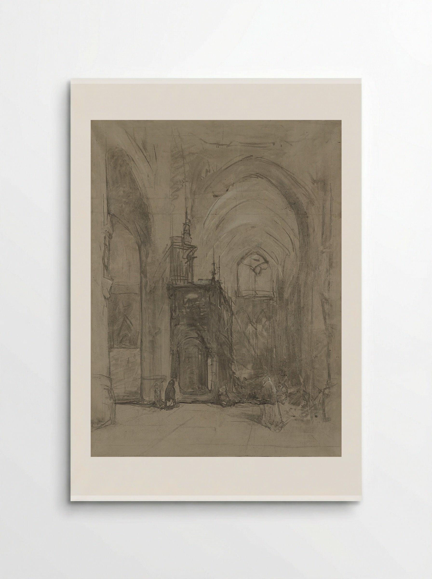 Gezicht op het oxaal van de St Janskerk te 's-Hertogenbosch - Johannes Bosboom - Poster