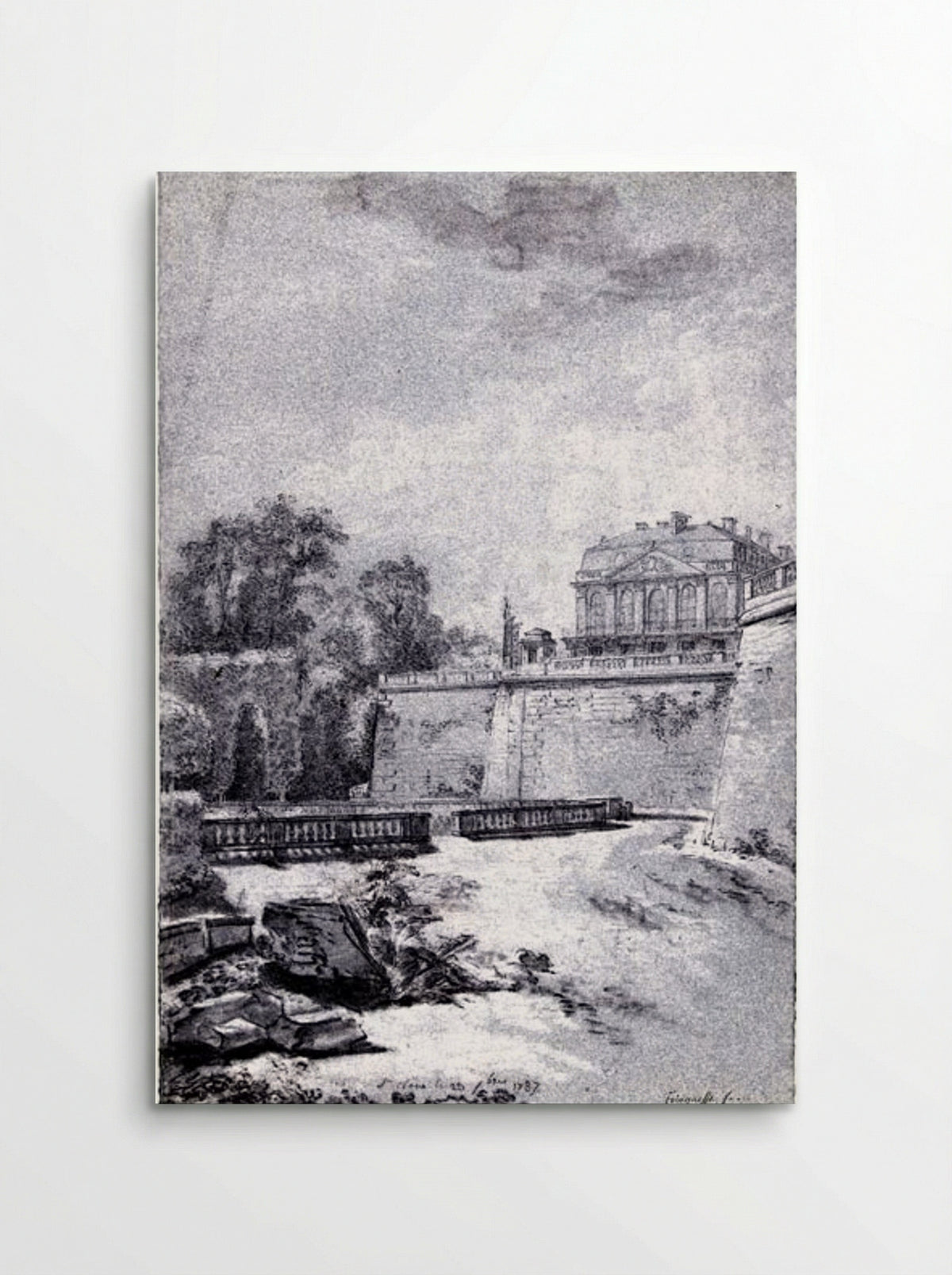 Gezicht op het park en een vleugel van kasteel Saint-Cloud - Louis Rolland Trinquesse - Poster