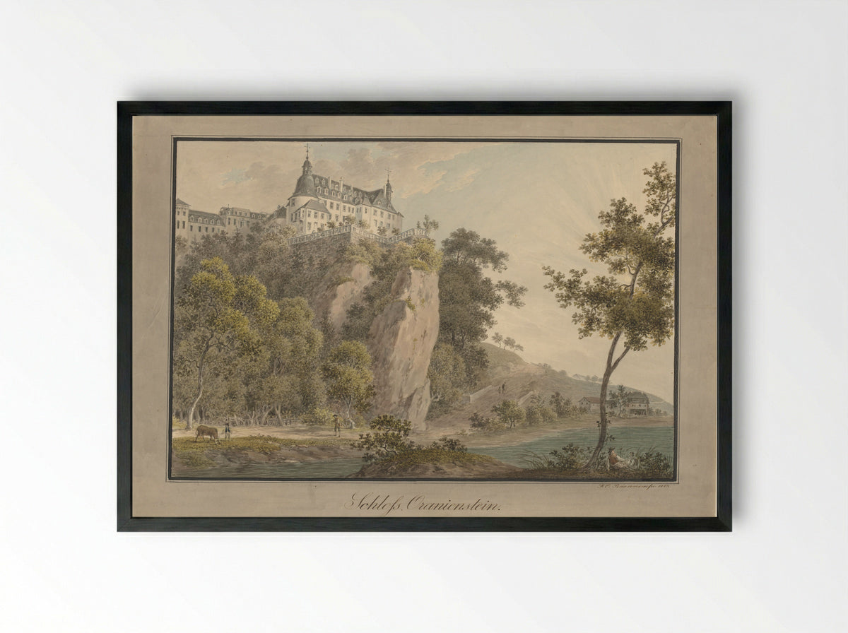 Gezicht op het slot Oranienstein - Friedrich Christian Reinermann - Framed Print Black