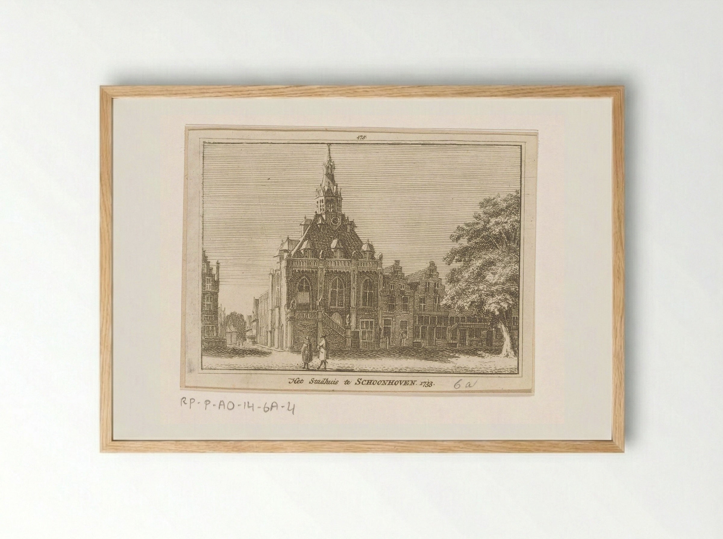 Gezicht op het stadhuis te Schoonhoven - Hendrik Spilman - Framed Print Wood