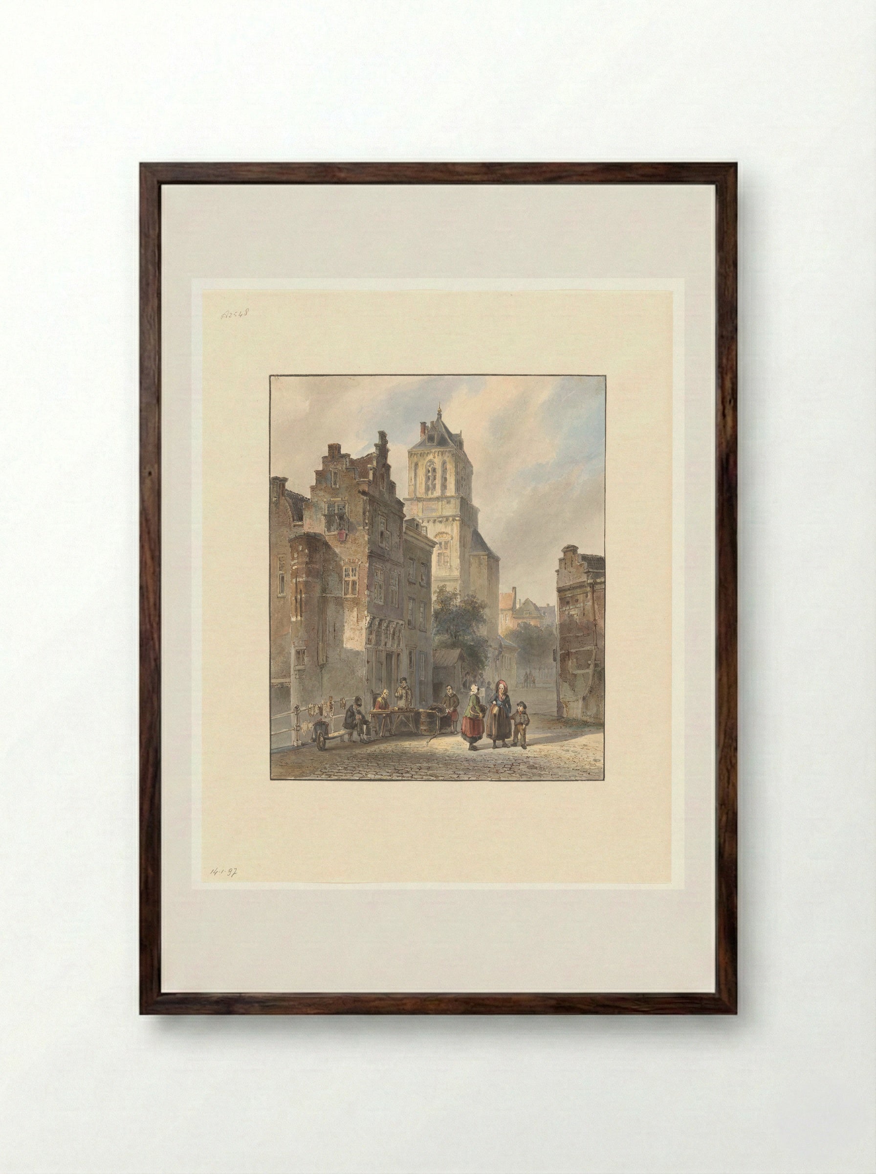 Gezicht op het stadhuis van Delft - Johannes Bosboom - Framed Print Dark Wood