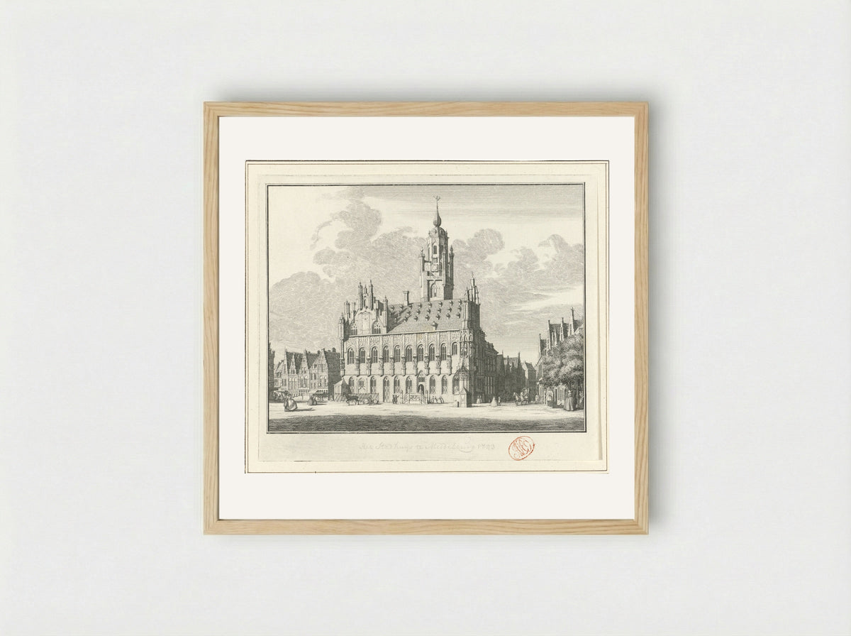 Gezicht op het stadhuis van Middelburg - Jan Caspar Philips - Framed Print Wood