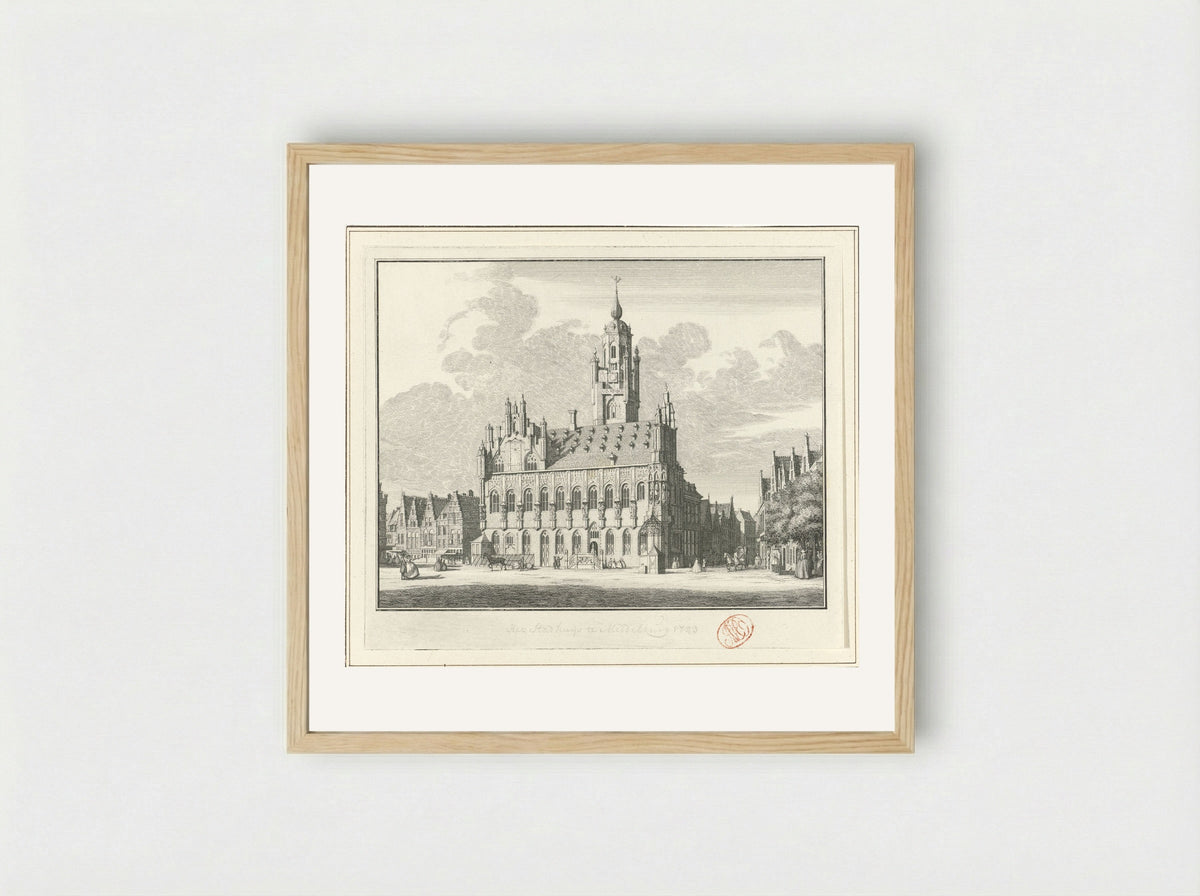 Gezicht op het stadhuis van Middelburg - Jan Caspar Philips - Framed Print Wood