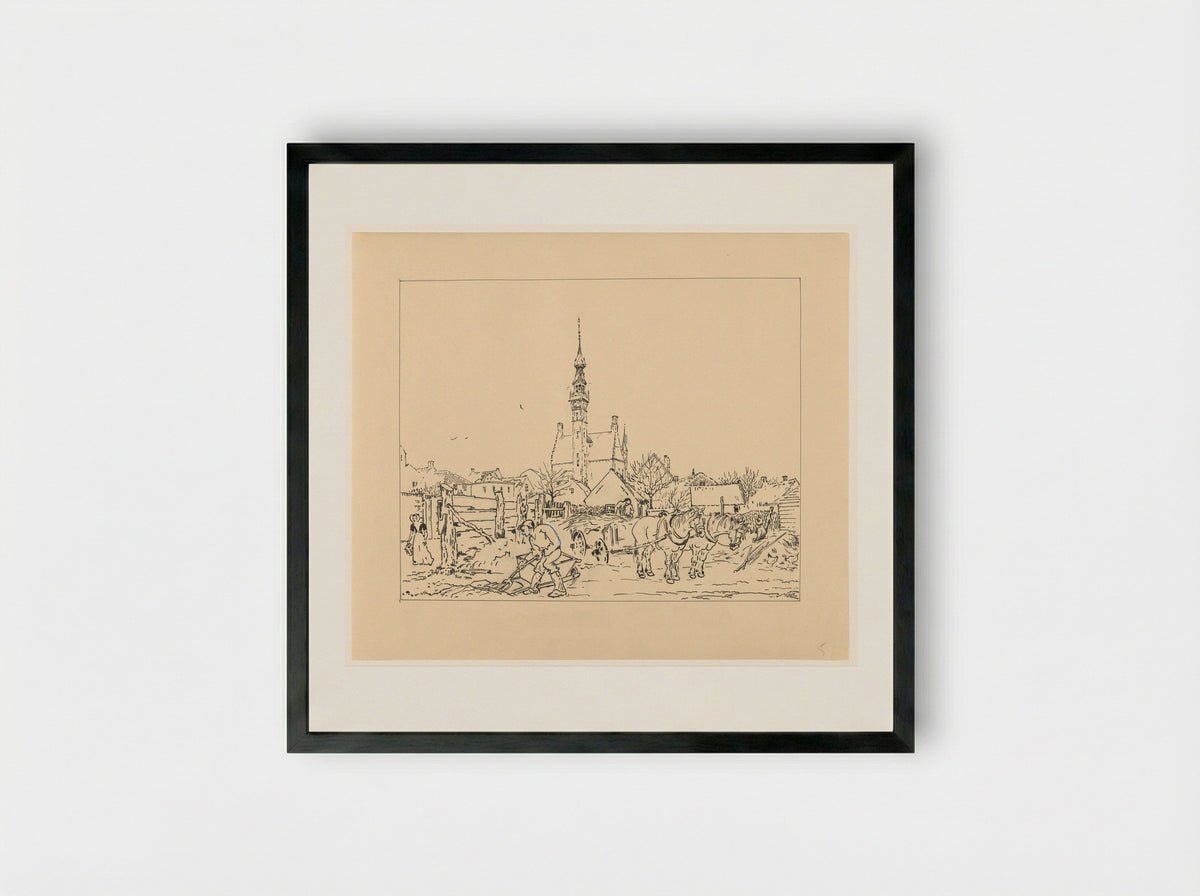 Gezicht op het stadhuis van Veere - Johannes Frederik Engelbert ten Klooster - Framed Print Black