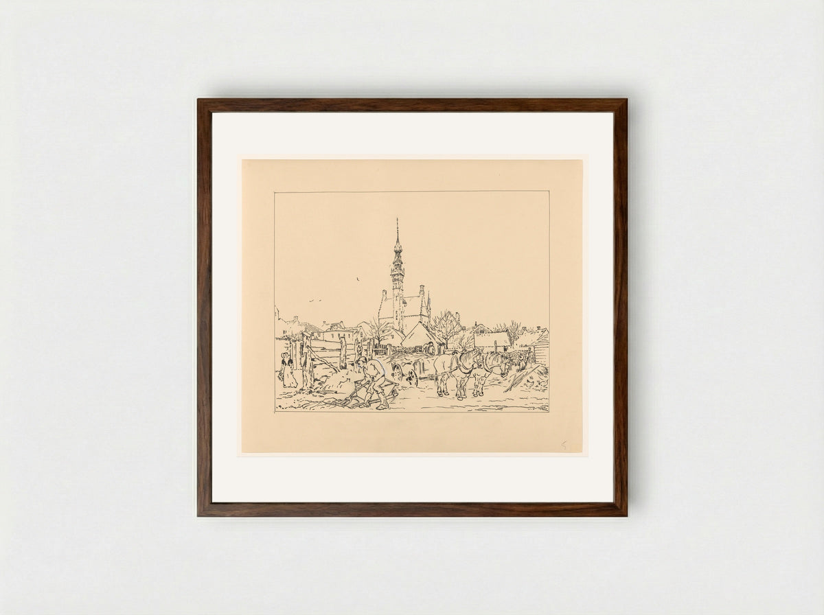 Gezicht op het stadhuis van Veere - Johannes Frederik Engelbert ten Klooster - Framed Print Dark Wood